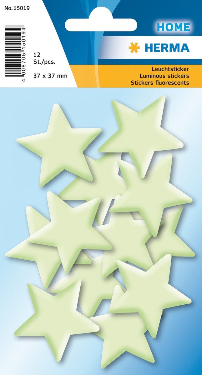 HERMA Etiketten Sticker Leuchtsticker Sterne Mini VE=12 Stück