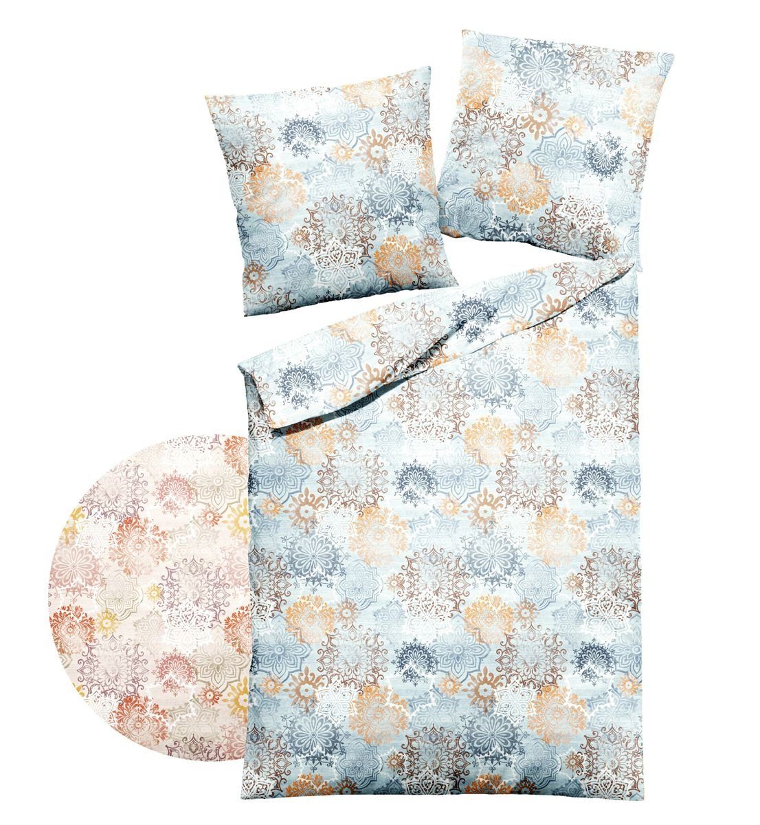 Dormisette Bettwäsche 135x200cm Blau Beige Ornamente günstig online kaufen