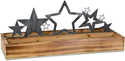 RIFFELMACHER & WEINBERGER Tablett »Sternensilhouette, Weihnachtsdeko«, Metall, Holz, Holz-Tablett mit Metall Sternensilhouette, Advent-Tablett