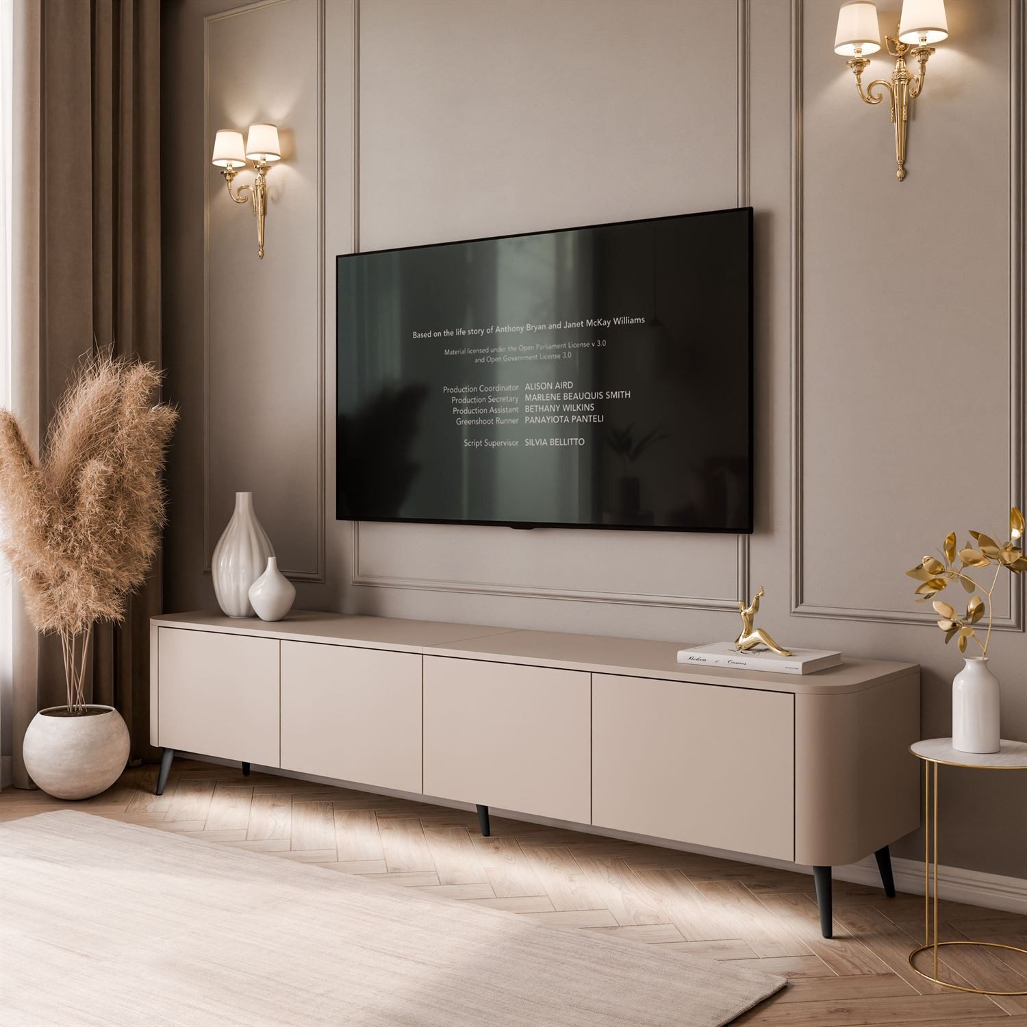 Lookway TV-Schrank CELESTE PUSH OPEN mit Beleuchtung auf Füßen (2x TV-Schrank mit LED Beleuchtung) 200x40x46,5 cm – Bild 2 von 5