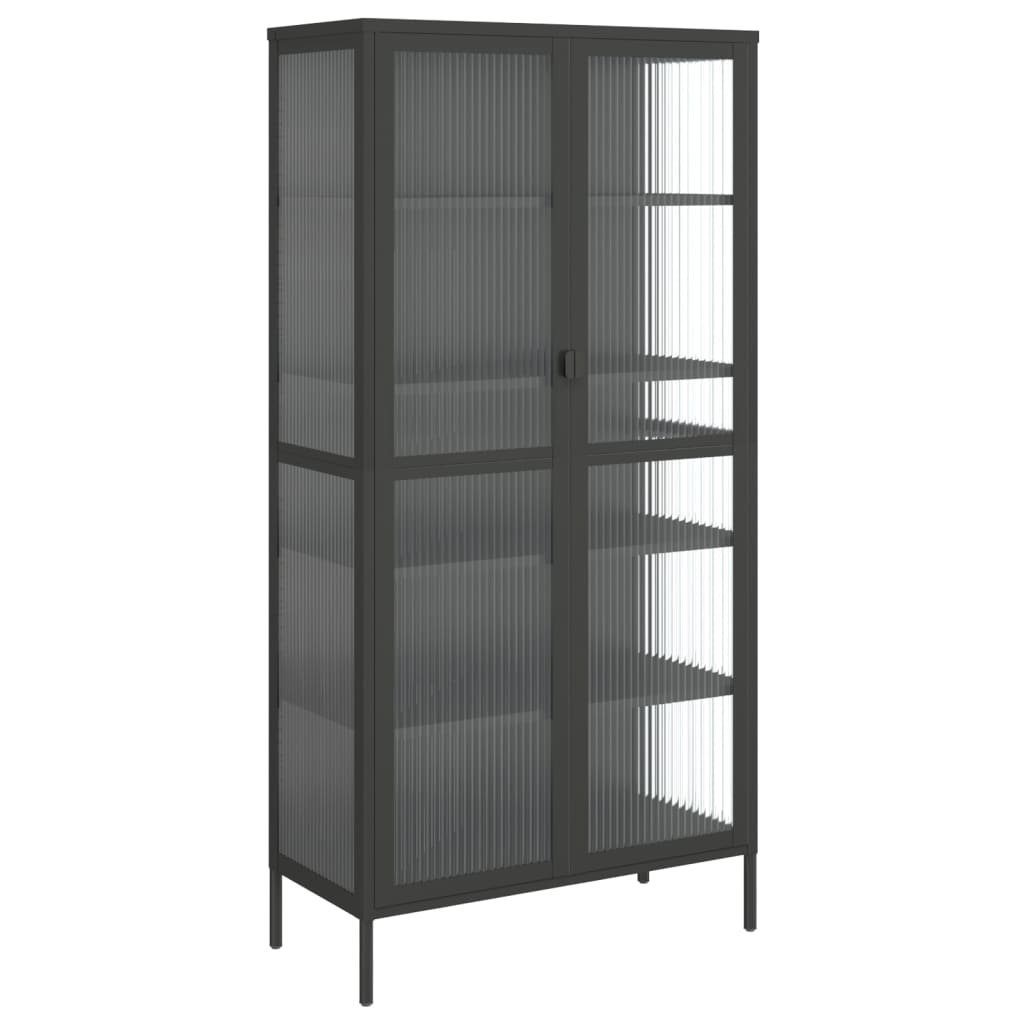 vidaXL Highboard Highboard Schwarz 85x40x180 cm Glas und Stahl