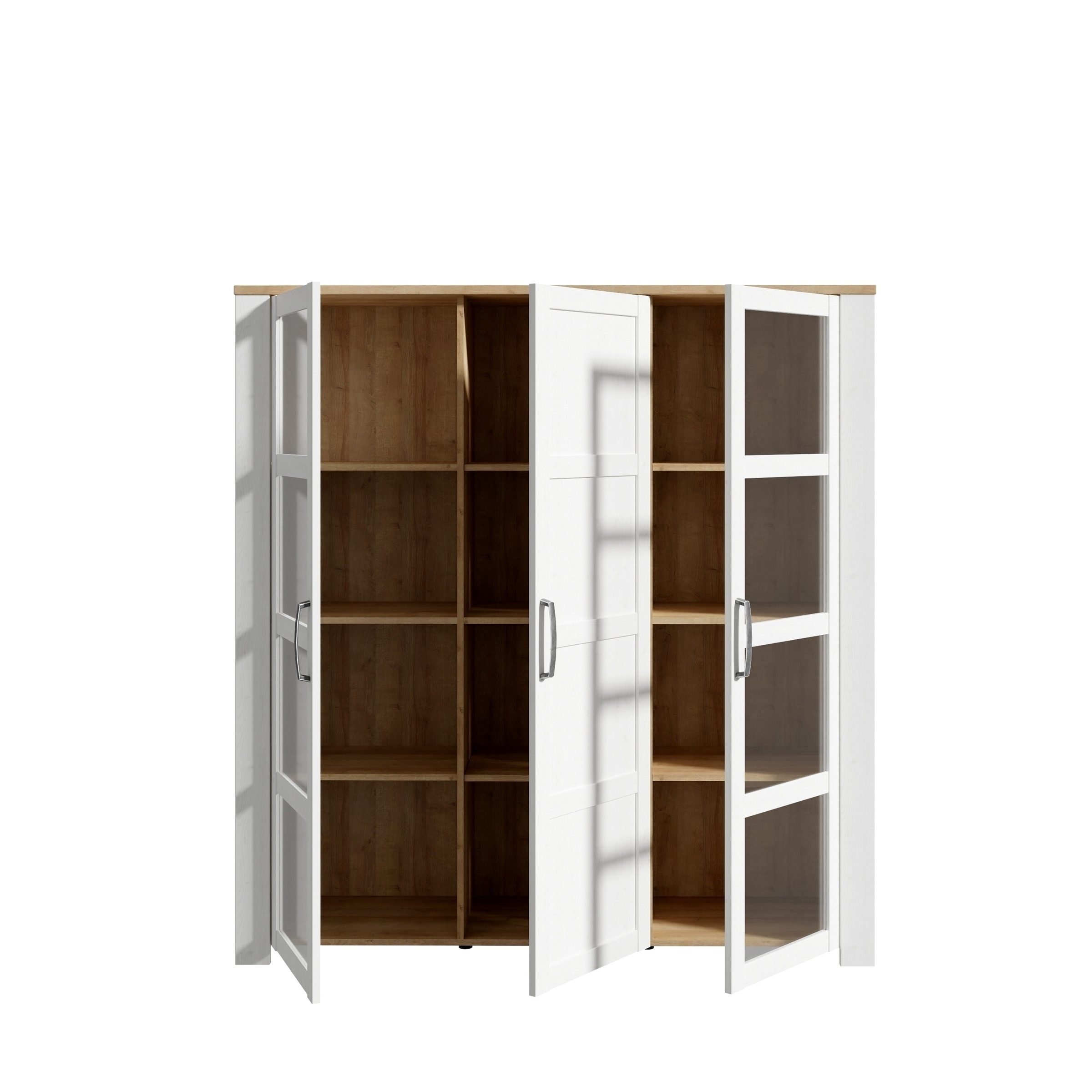 PREISBRECHER Stauraumvitrine BOHOL in Eiche Dekor / Sibiu - 151,1x160,6x42cm (BxHxT)