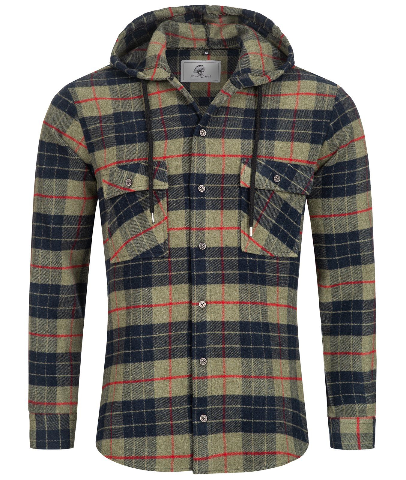 Flanellhemd Herren Hemd Flanellhemd mit Kapuze H-255