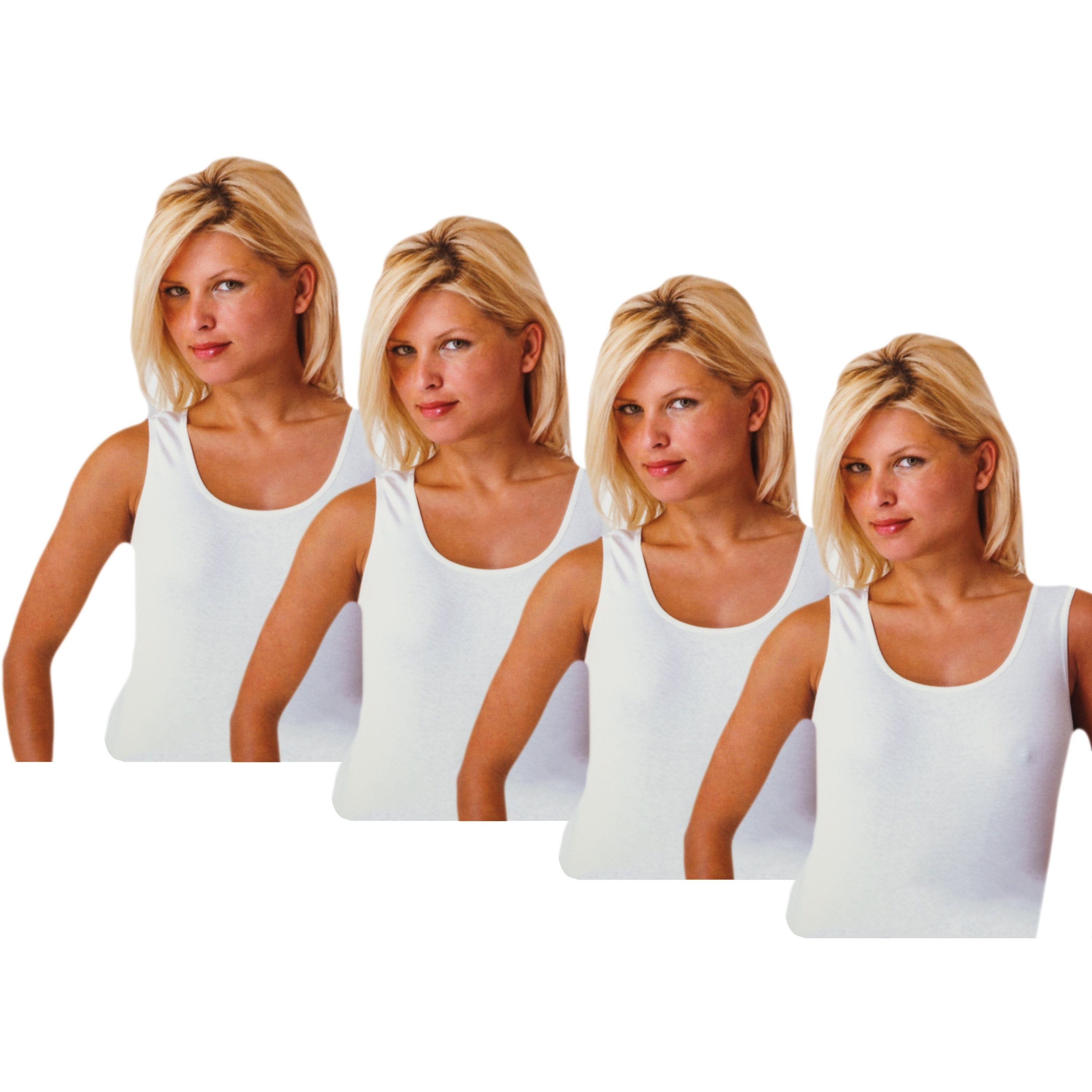 Tanktop 2 bis 6 Damen Unterhemd Top Baumwolle Tank Shirt Lady Damentop Träger