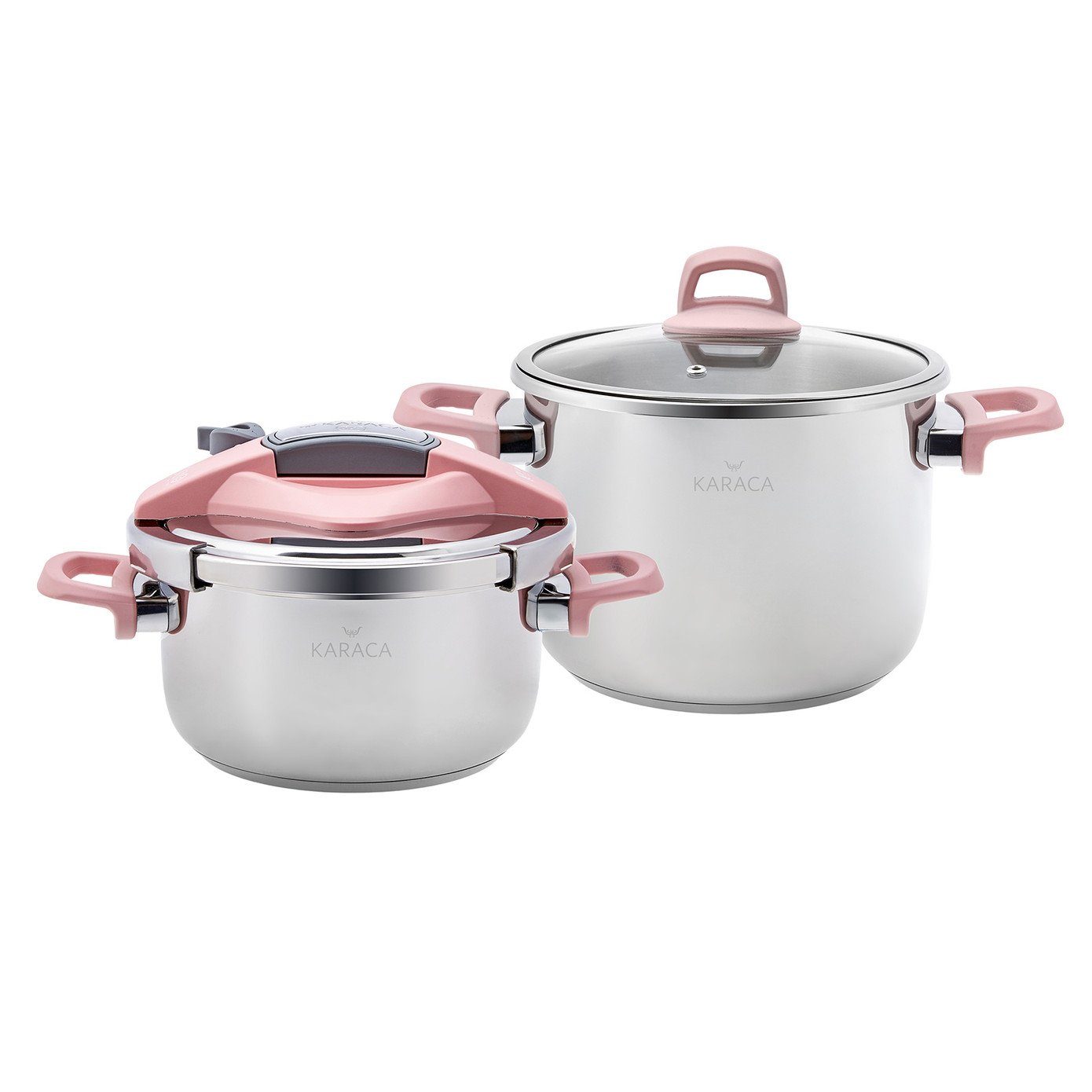 Karaca Schnellkochtopf Karaca Perfect Pink 4+6 Liter Schnellkochtopf-Set