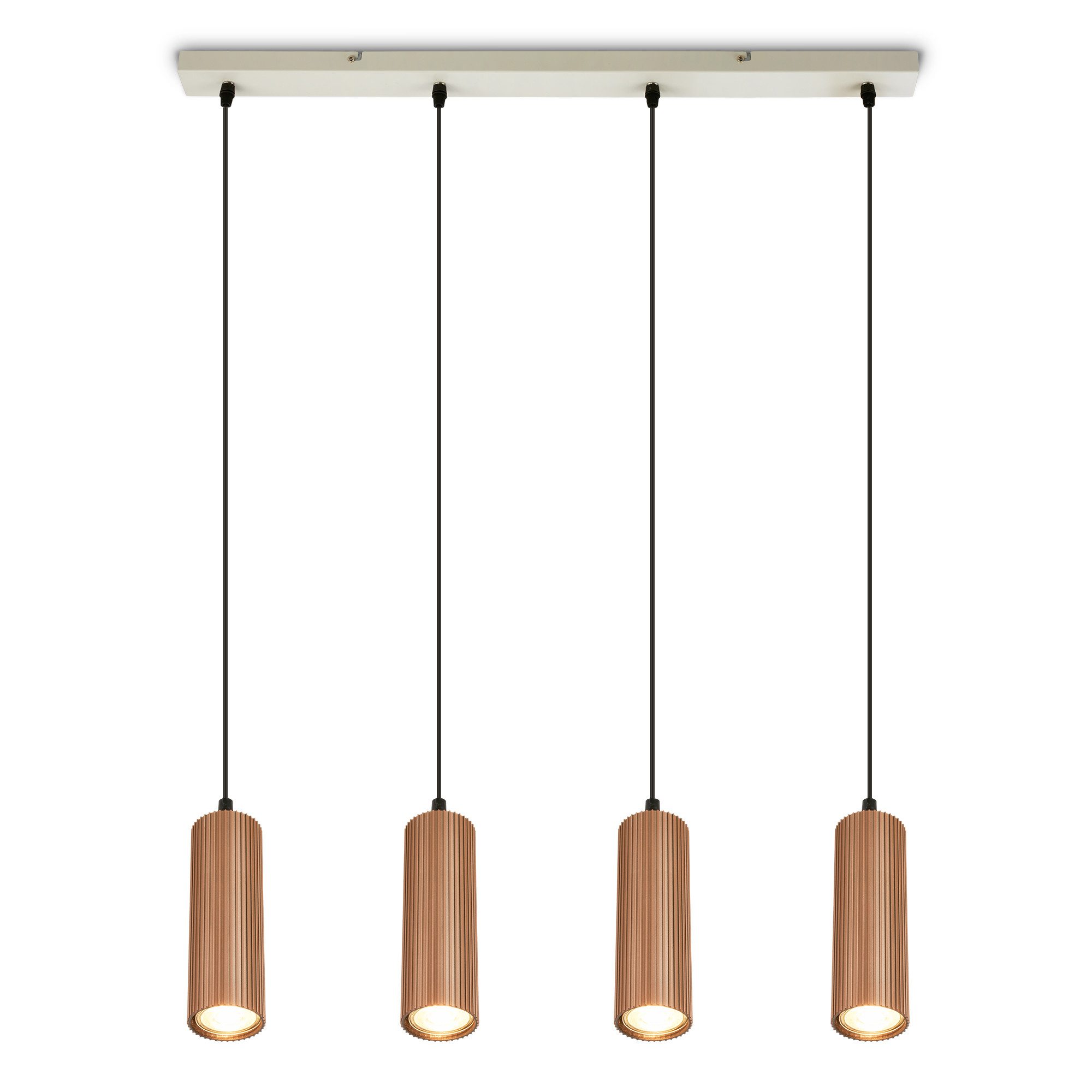 Briloner Leuchten LED Pendelleuchte Hängelampe Höhenverstellbar GU10 Riffle-Optik, 4-flammig, ohne Leuchtmittel, Abhängig vom Leuchtmittel, 20x120 cm, Esszimmer, Esstisch, Wohnzimmer