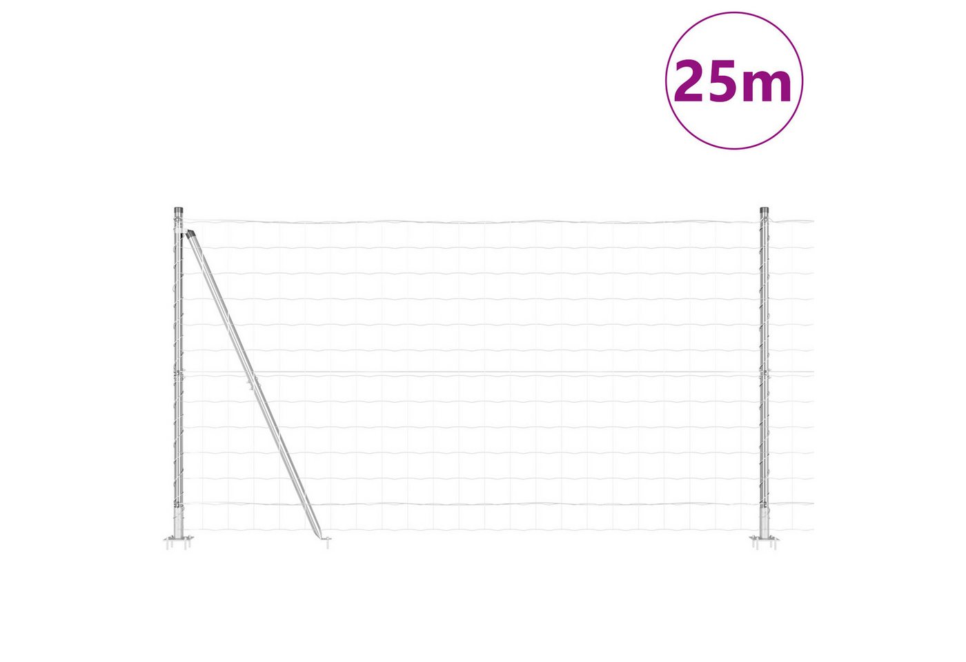 Thumbnail - vidaXL Gartenzaun Eurozaun mit 13 Flanschpfosten 1,2x25 m aus verzinktem Stahl, (1-St)