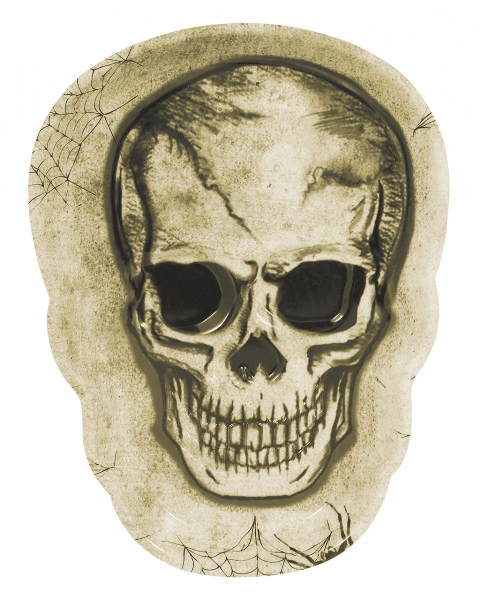 Horror-Shop Dekofigur Totenschädel Halloween Tablett aus Kunststoff