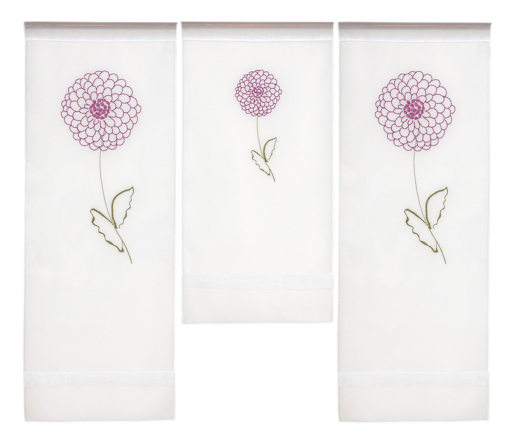 EXPERIENCE Scheibengardine Miniflächen Set Scheibengardine bestickt 3-teilig weiß 30 cm, Stangendurchzug, transparent, Voile, Miniflächen Set