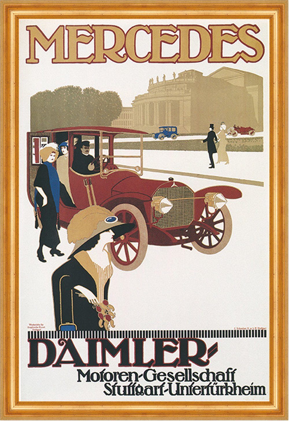 Kunstdruck Mercedes Daimler Stuttgart Automobile Luxus Werbung 043 Gerahmt