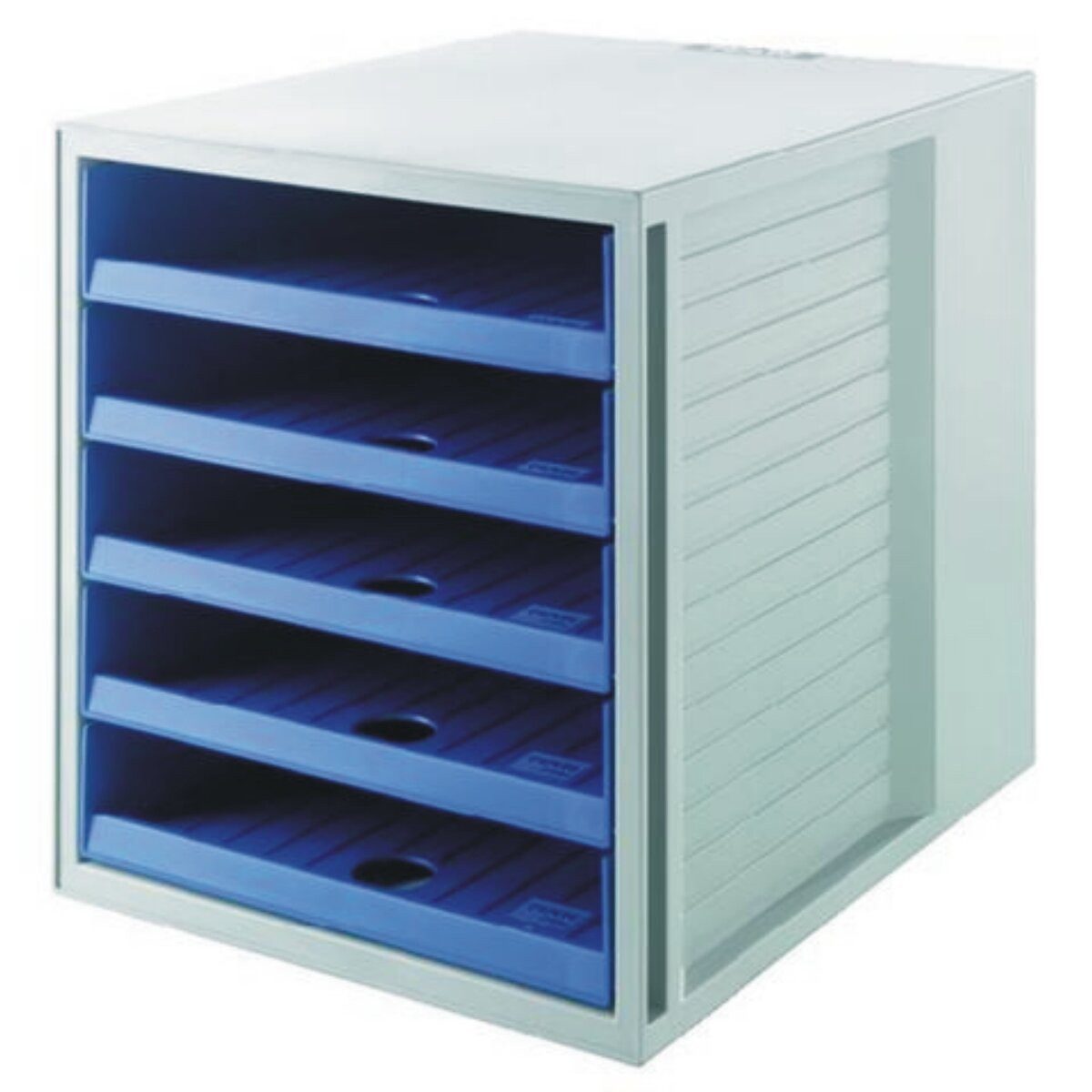 HAN-Bürogeräte Organizer Schubladenbox Schrankset 5 offene Schübe öko-grau/öko-blau