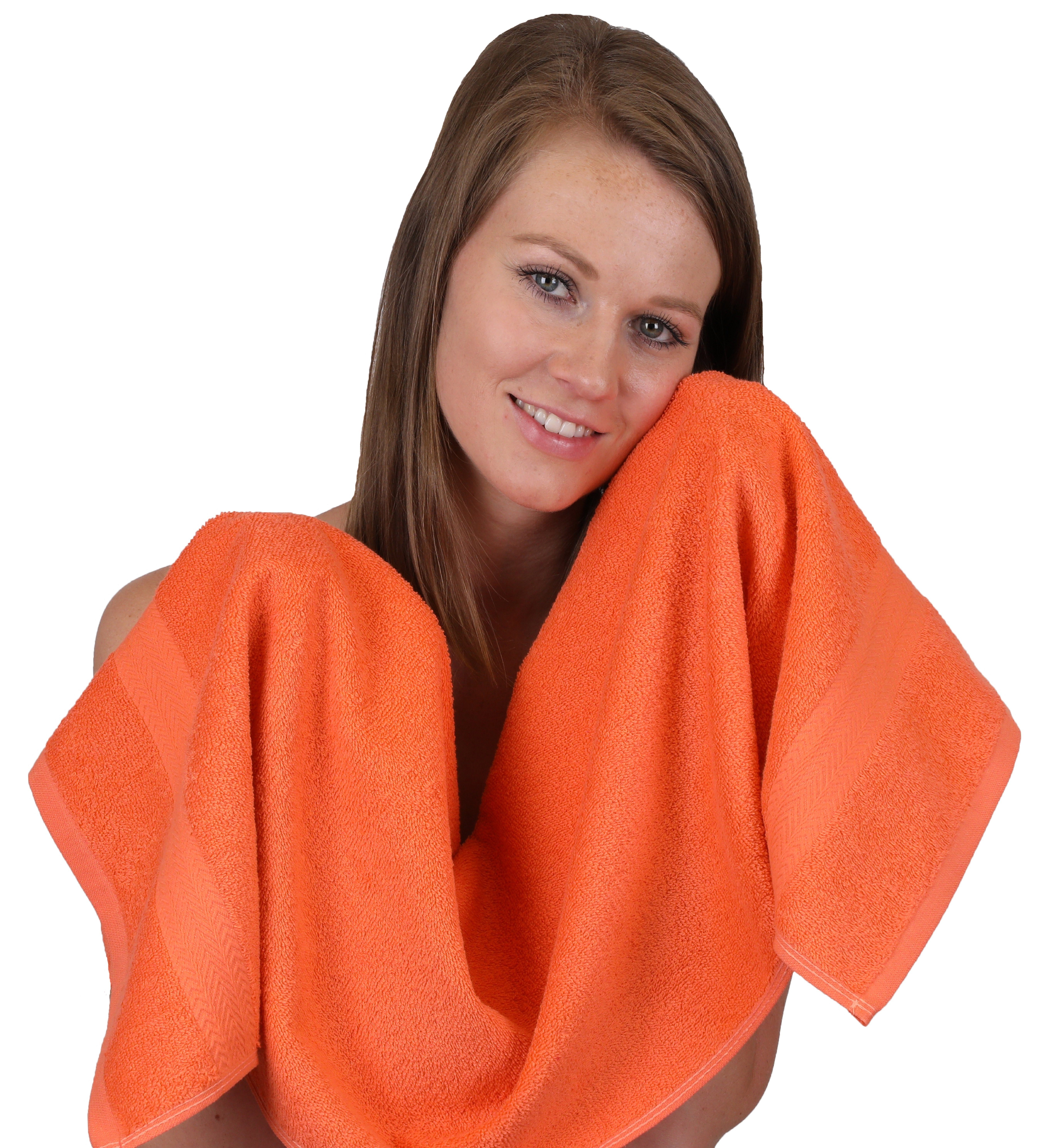 Betz Handtuch Set 12-TLG. Handtuch 2 Baumwolle, 2 2 Farbe Set 2 blutorange/rubinrot, 4 Premium 100% (12-tlg) Handtücher 100% Gästetücher Seiftücher Baumwolle Waschhandschuhe Duschtücher