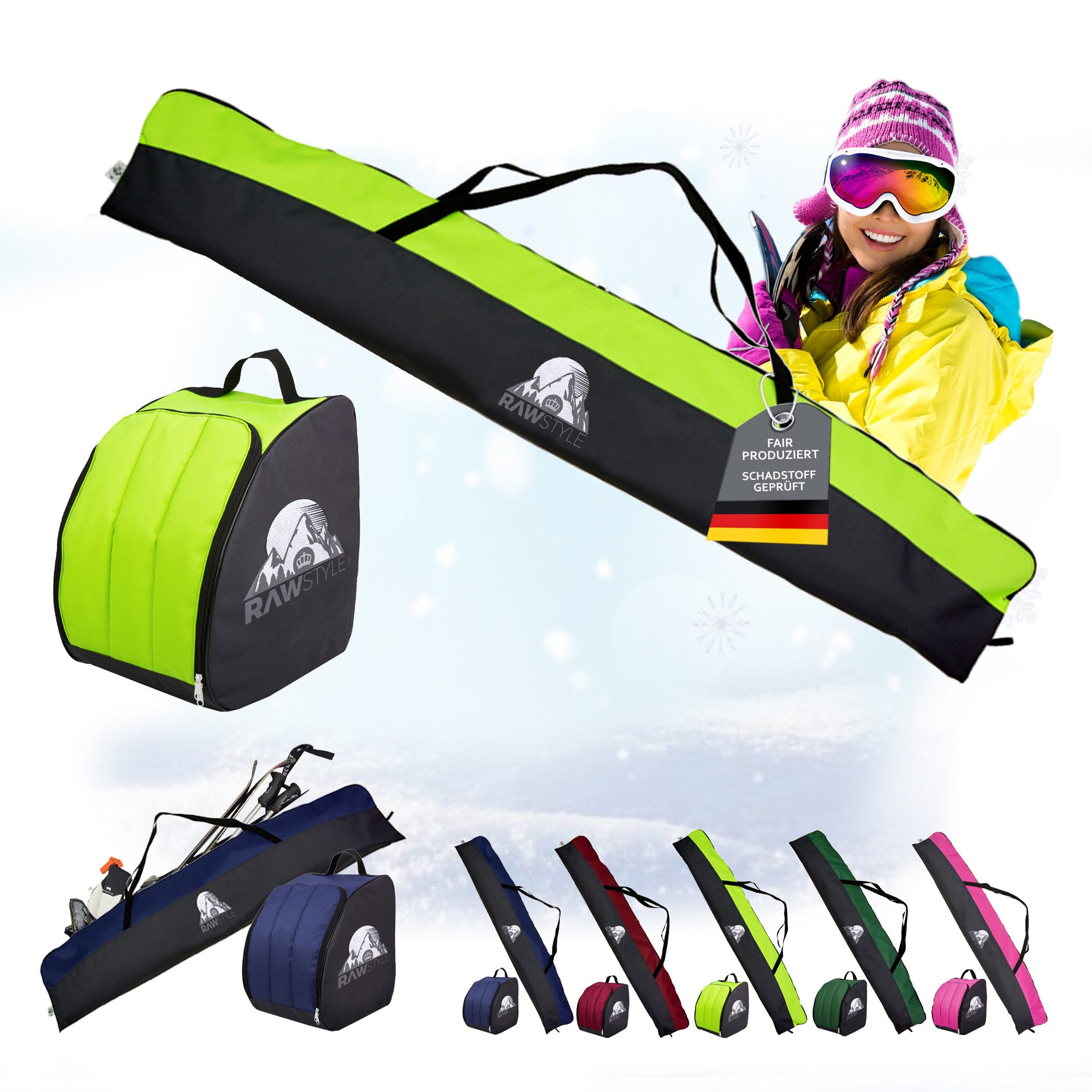 Skitasche Skitasche Ski-Schuh-Tasche KOMBI SET 160cm oder 180cm wasserdicht