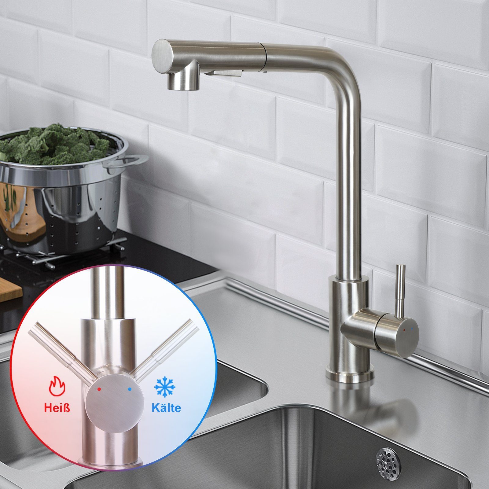Nettlife Waschtischarmatur Ausziehbar Spültischarmatur 360° Drehbar günstig online kaufen