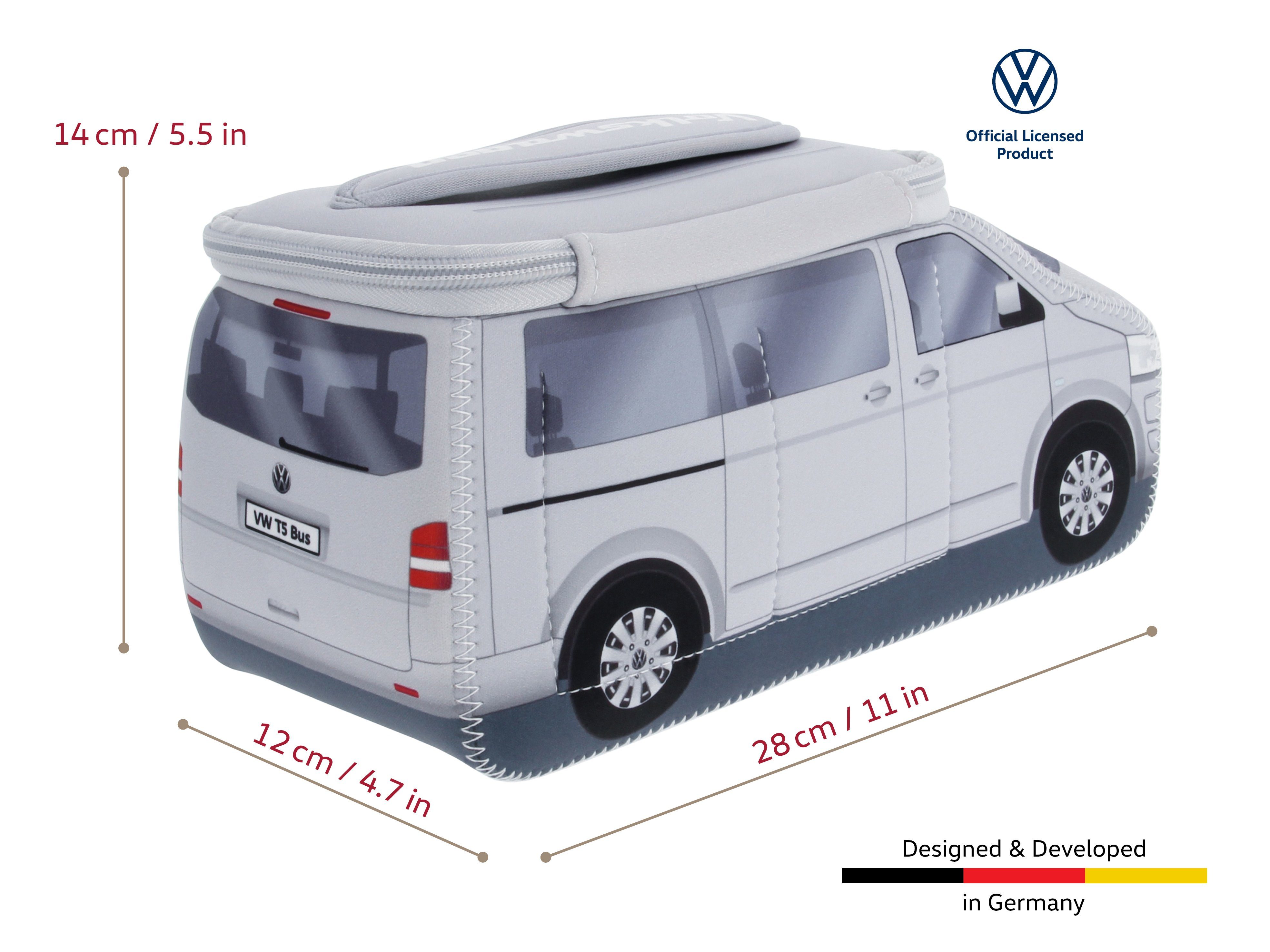 VW Collection by BRISA Kosmetiktasche Volkswagen Universaltasche im VW Bulli T5 Design, Universaltasche aus Neopren, 30 x 14 x 12 cm