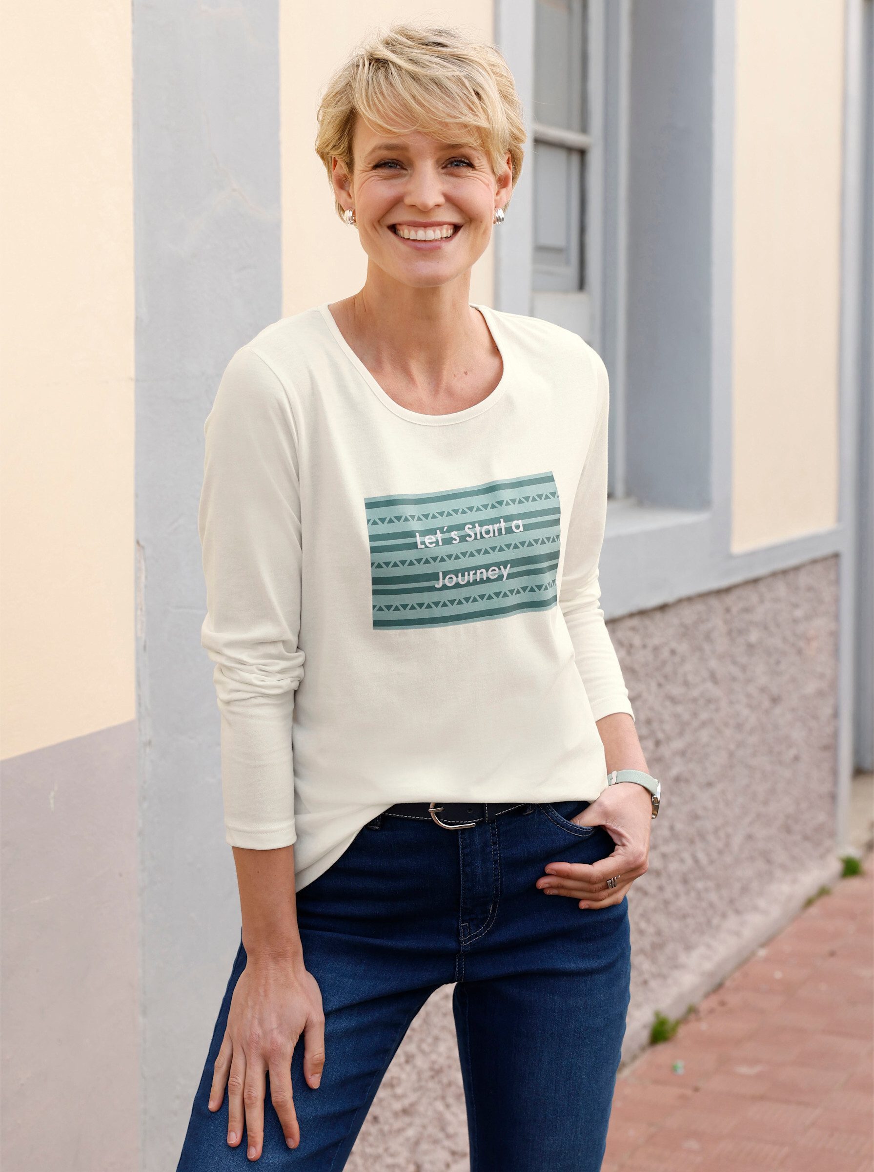 Sieh an! T-Shirt Rundhals-Shirt Langarm