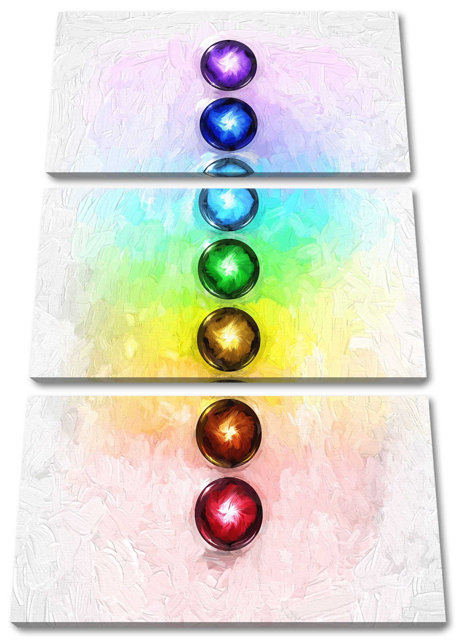 Pixxprint Leinwandbild Chakra des Körpers, Chakra des Körpers 3Teiler (120x80cm) (1 St), Leinwandbild fertig bespannt, inkl. Zackenaufhänger