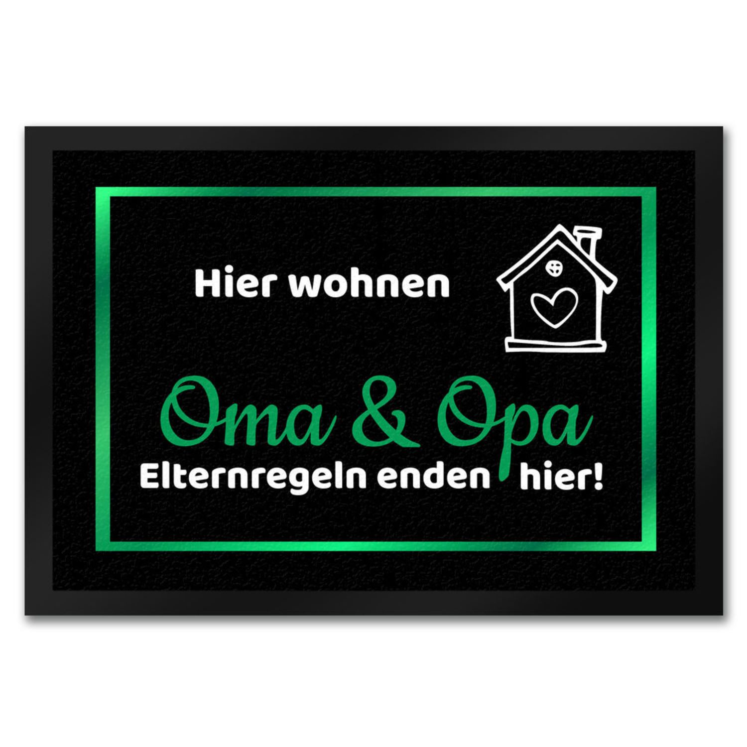Fußmatte Hier wohnen Opa und Oma Fußmatte in 35x50 cm Elternregeln enden grün