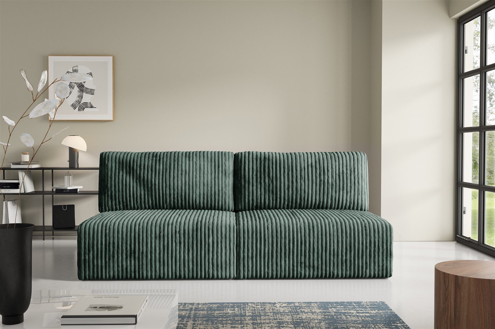 Fun Möbel 3-Sitzer Sofa FUN ALEGRIA XS mit Schlaffunktion in Velourstoff Tilia, mit Schlaffunktion und Bettkasten, Rundumbezug