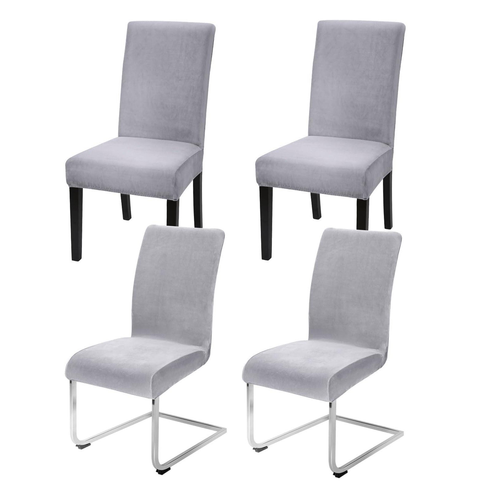 MODFU Stuhlhusse Samt Stuhlhussen 4er-Set Stuhlüberzug elastisch Esszimmer günstig online kaufen