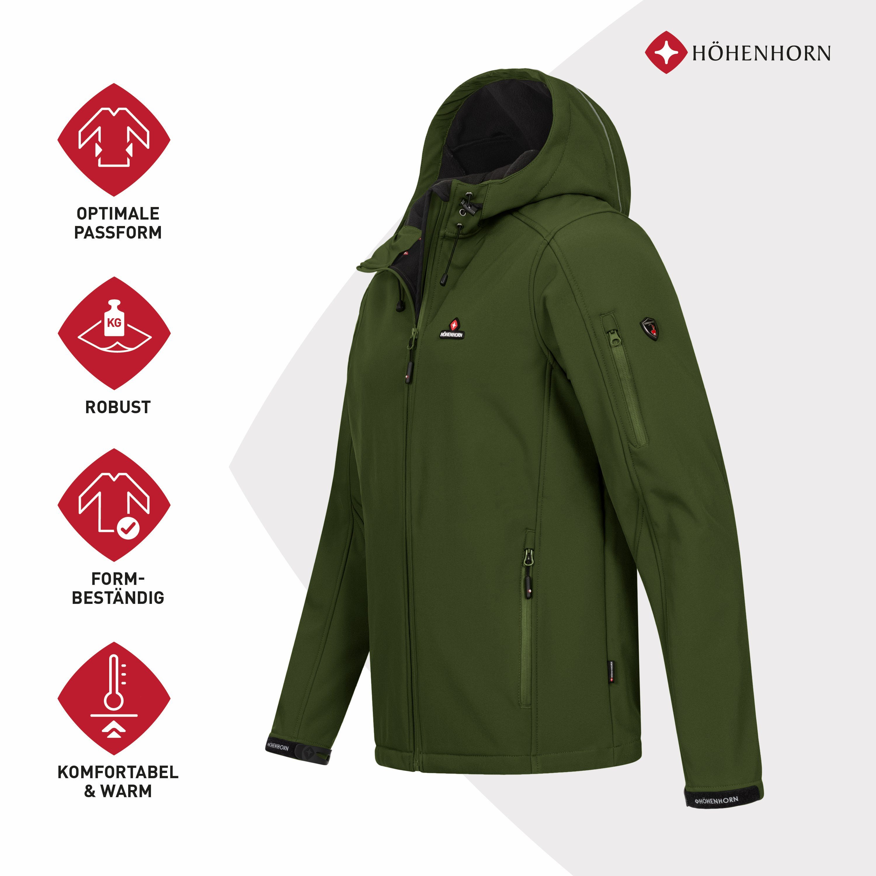 Funktionsjacke Höhenhorn Softshell Jacke Herren Outdoor Altus Softshelljacke Grün Übergangsjacke