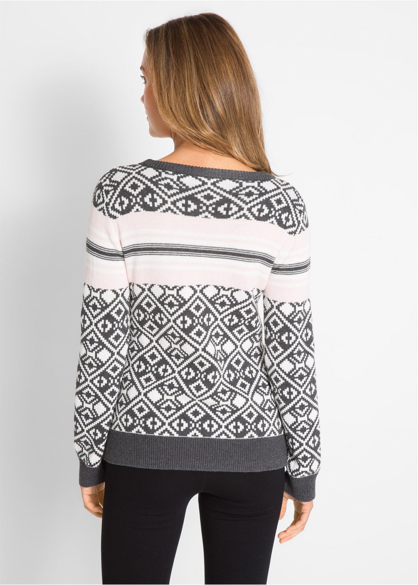bonprix Norwegerpullover aus reiner Baumwolle, mit klassischem Norwegermuster