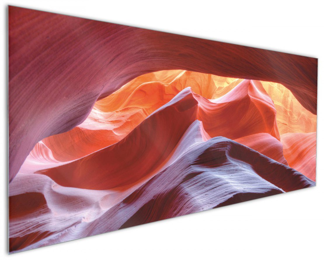 Wallario Küchenrückwand Antelop Canyon USA Kalksandsteingebirge in leuchtenden Farben, (1-tlg)