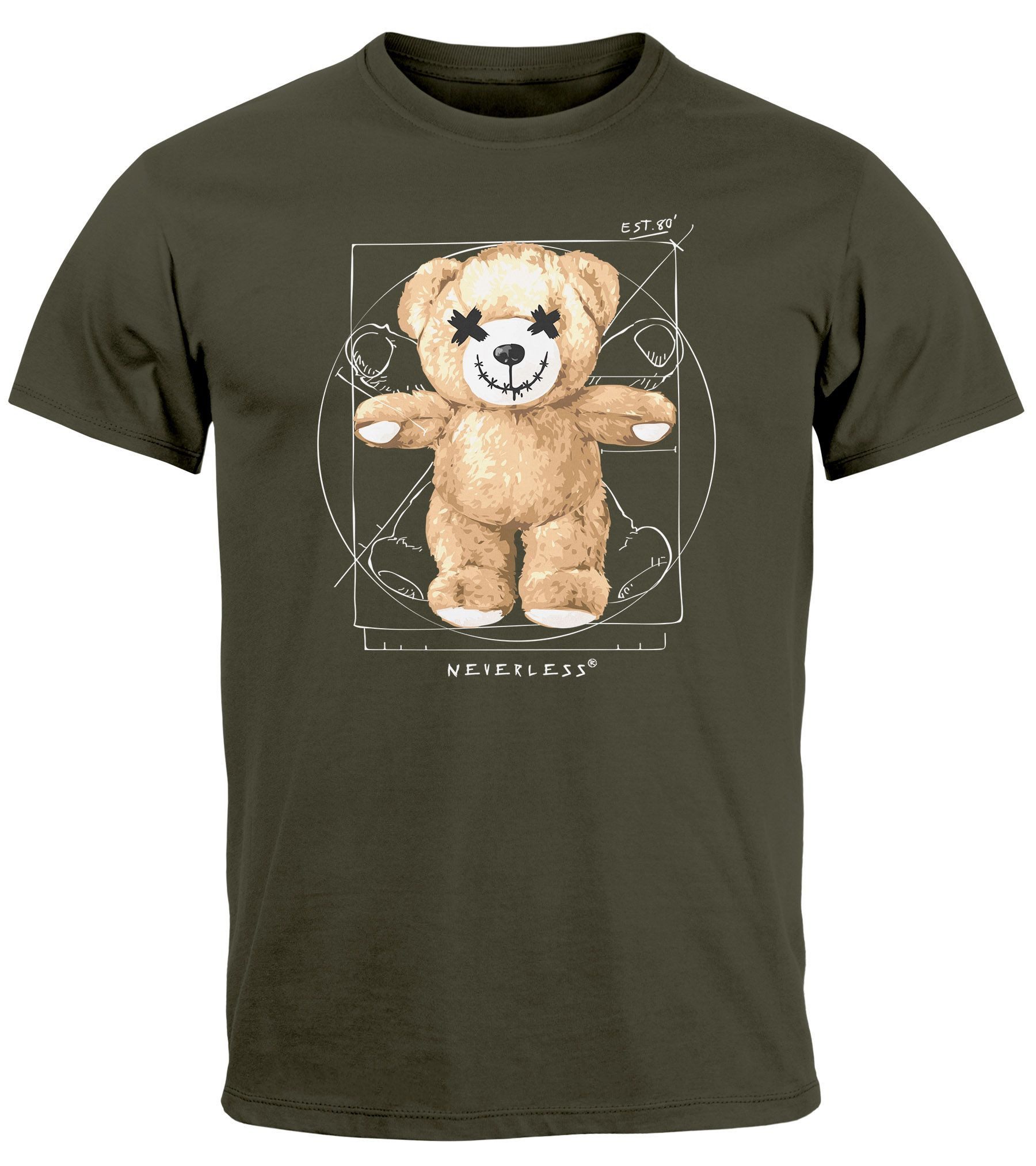 Neverless Print-Shirt Herren T-Shirt Print Teddy günstig online kaufen