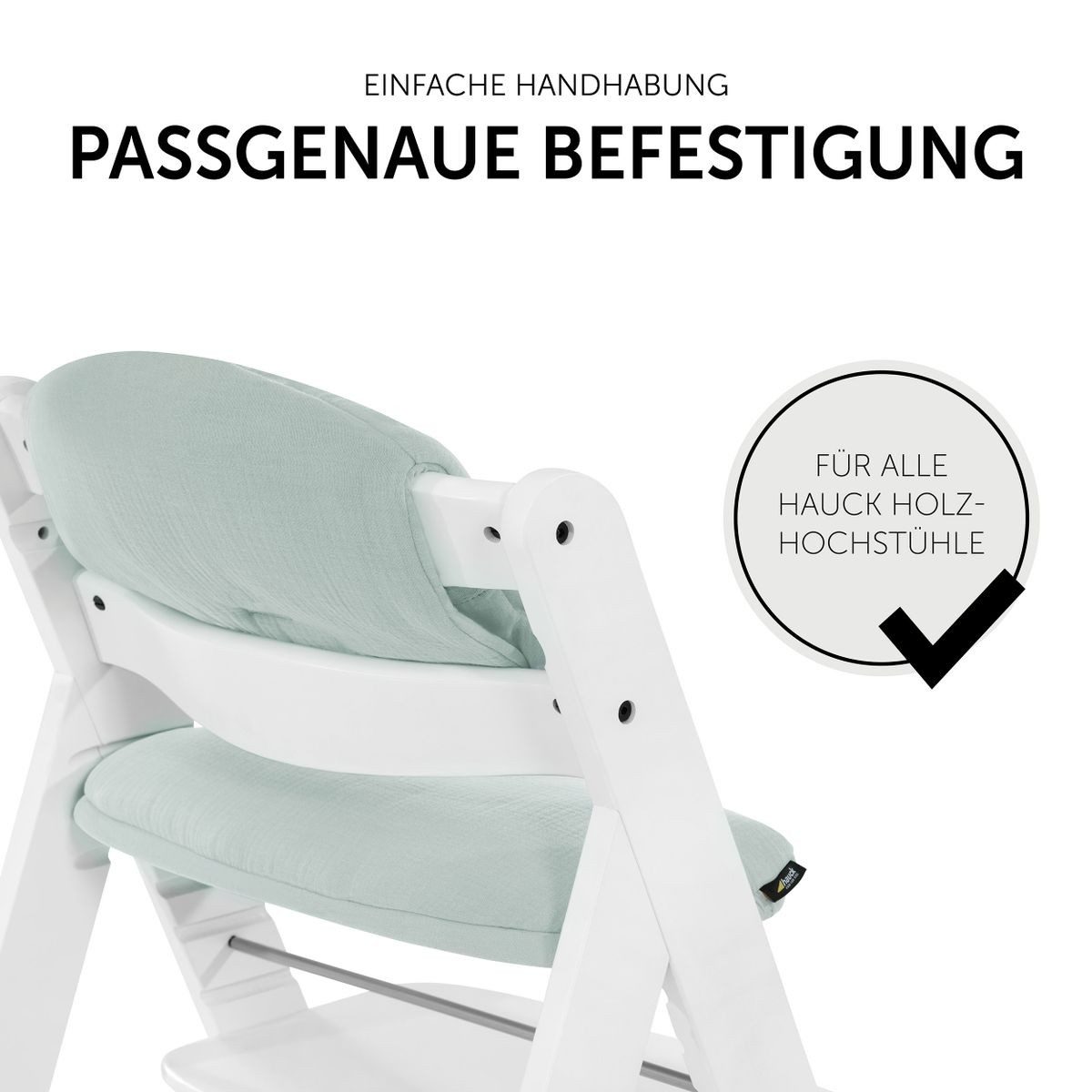 Hauck Hochstuhlauflage Select - Muslin Mint, Sitzkissen für Alpha Hochstuhl - 2-teilige Sitzauflage