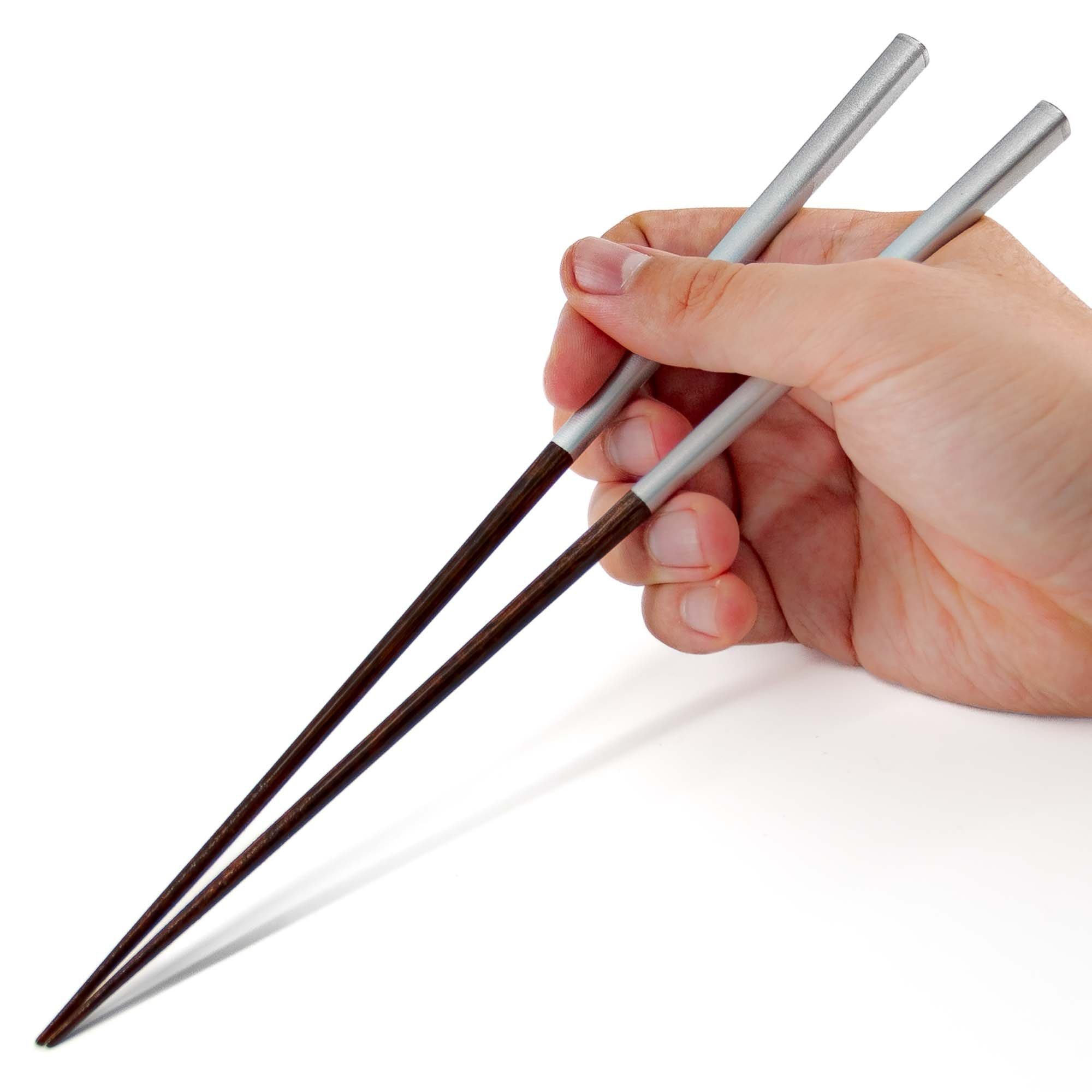 teayumi Essstäbchen SHIROGANEEDA Hashi Essstäbchen Rotbraun Silber