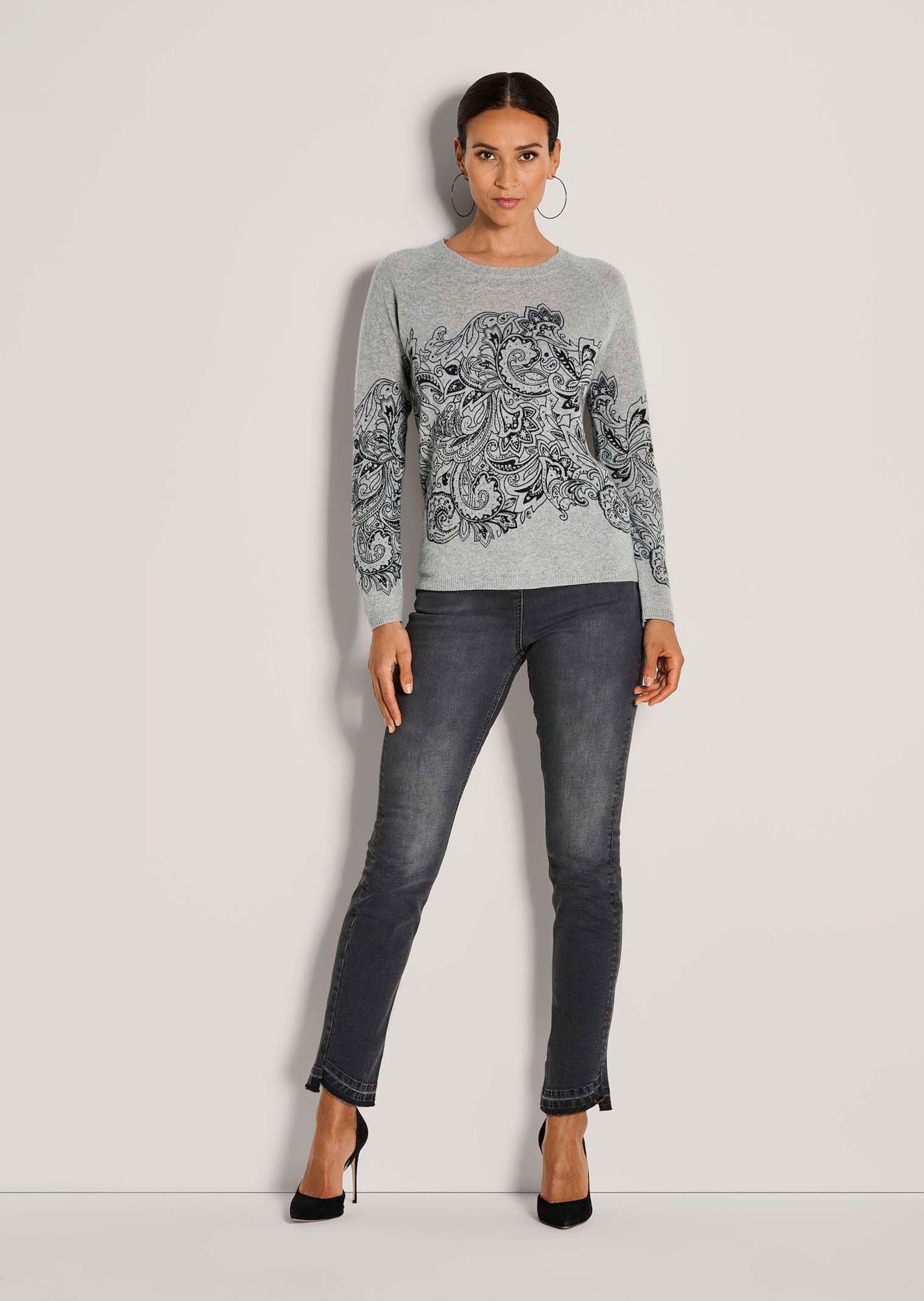 MADELEINE Strickpullover Kaschmirpullover mit einzigartigem Print Langarm P günstig online kaufen