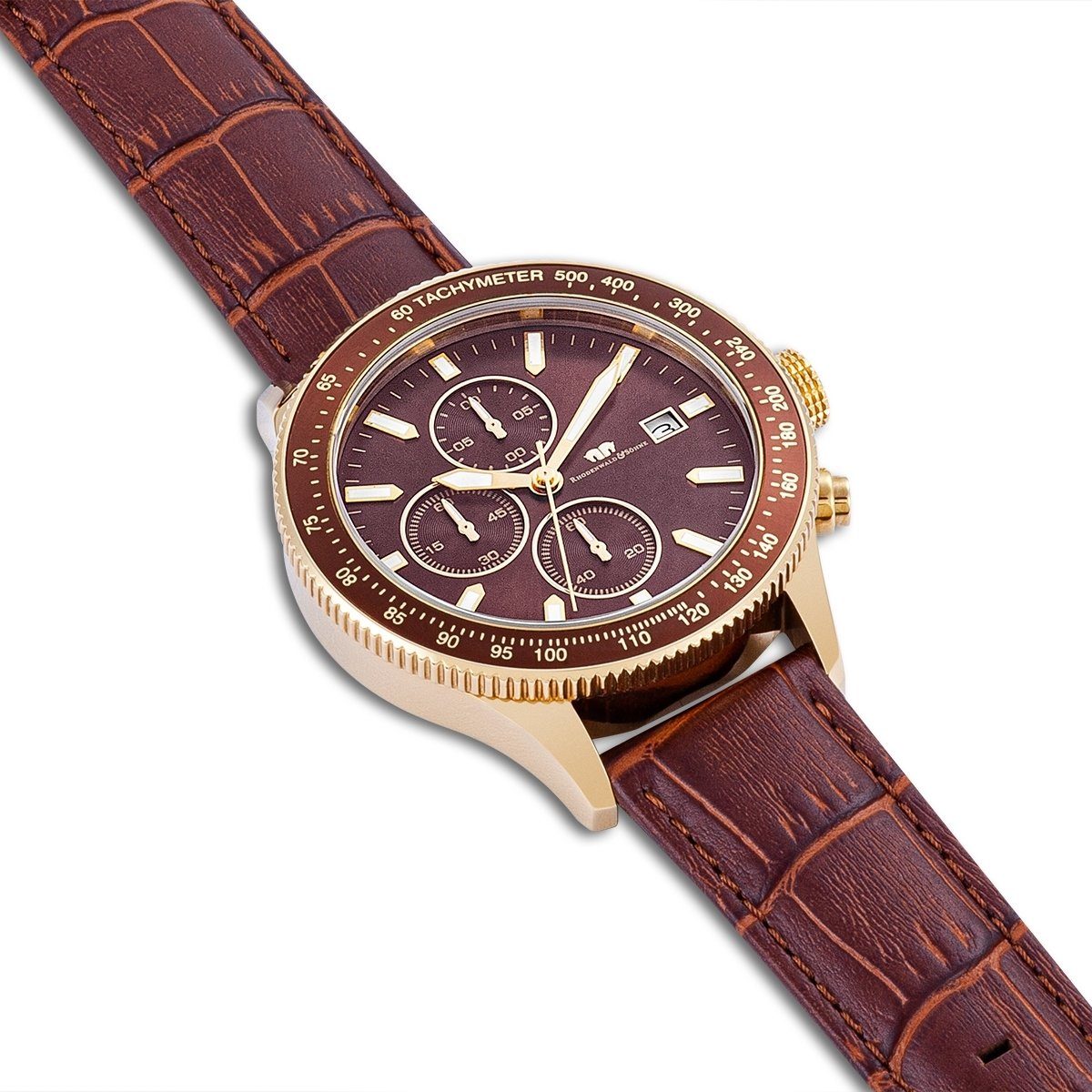 Rhodenwald & Söhne Chronograph Karthago II gelbgold Karthago II, mit Echtleder-Armband