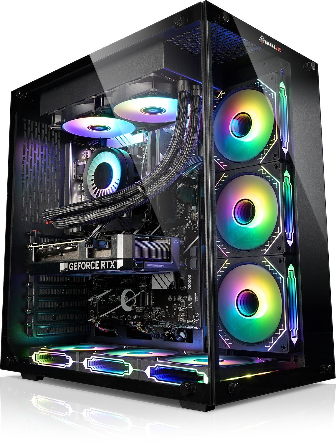 Kiebel Panorama 14 Gaming-PC (Intel Core i9 Intel Core i9-14900KF, RTX 4060 Ti, 64 GB RAM, 2000 GB HDD, 2000 GB SSD, Wasserkühlung, RGB-Beleuchtung)