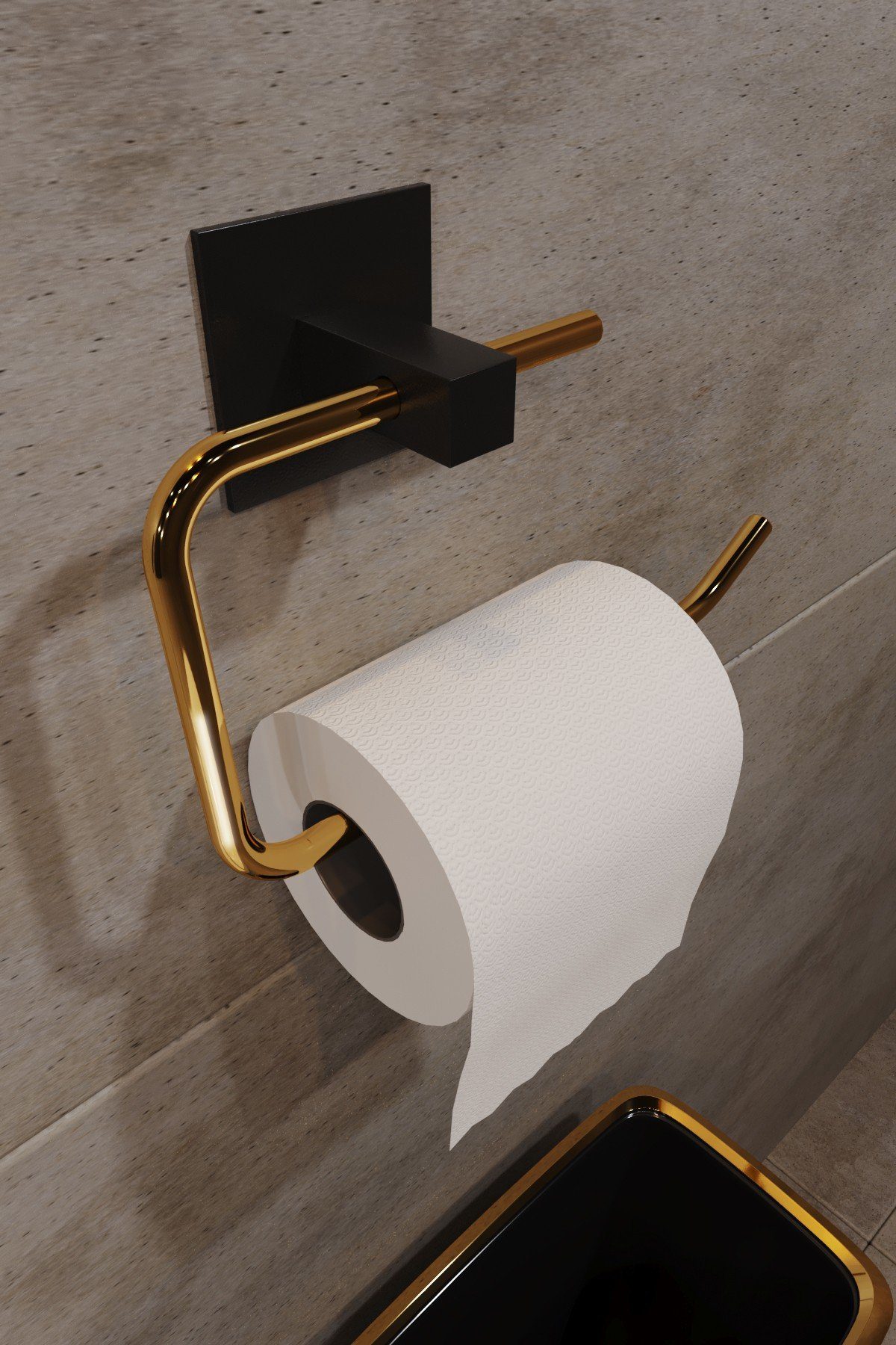 Evila Originals Toilettenpapierhalter HFT1118, Gold, Toilettenpapierhalter, 100% Metall | Toilettenpapierhalter