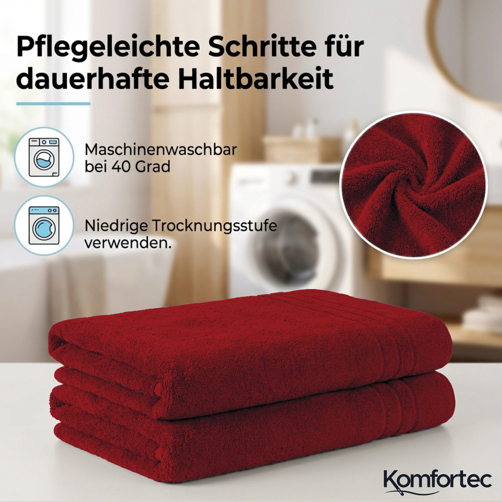 Komfortec Saunatuch 100x200 cm Badetuch aus 100% Baumwolle, Frottee (1-St), extra Große, Schnelltrocknend