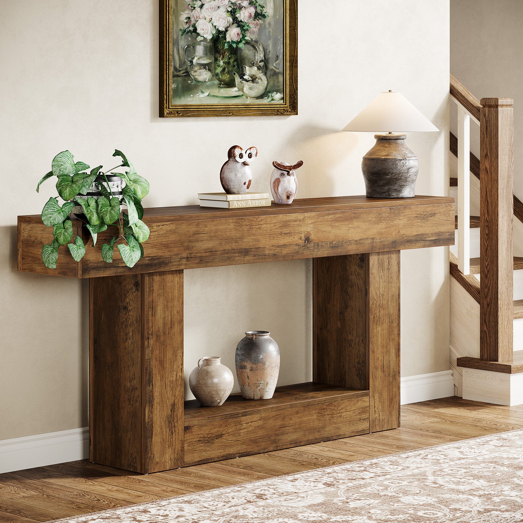 Tribesigns Konsolentisch 160 cm Eingangstisch im Landhausstil mit U-förmiger Basis