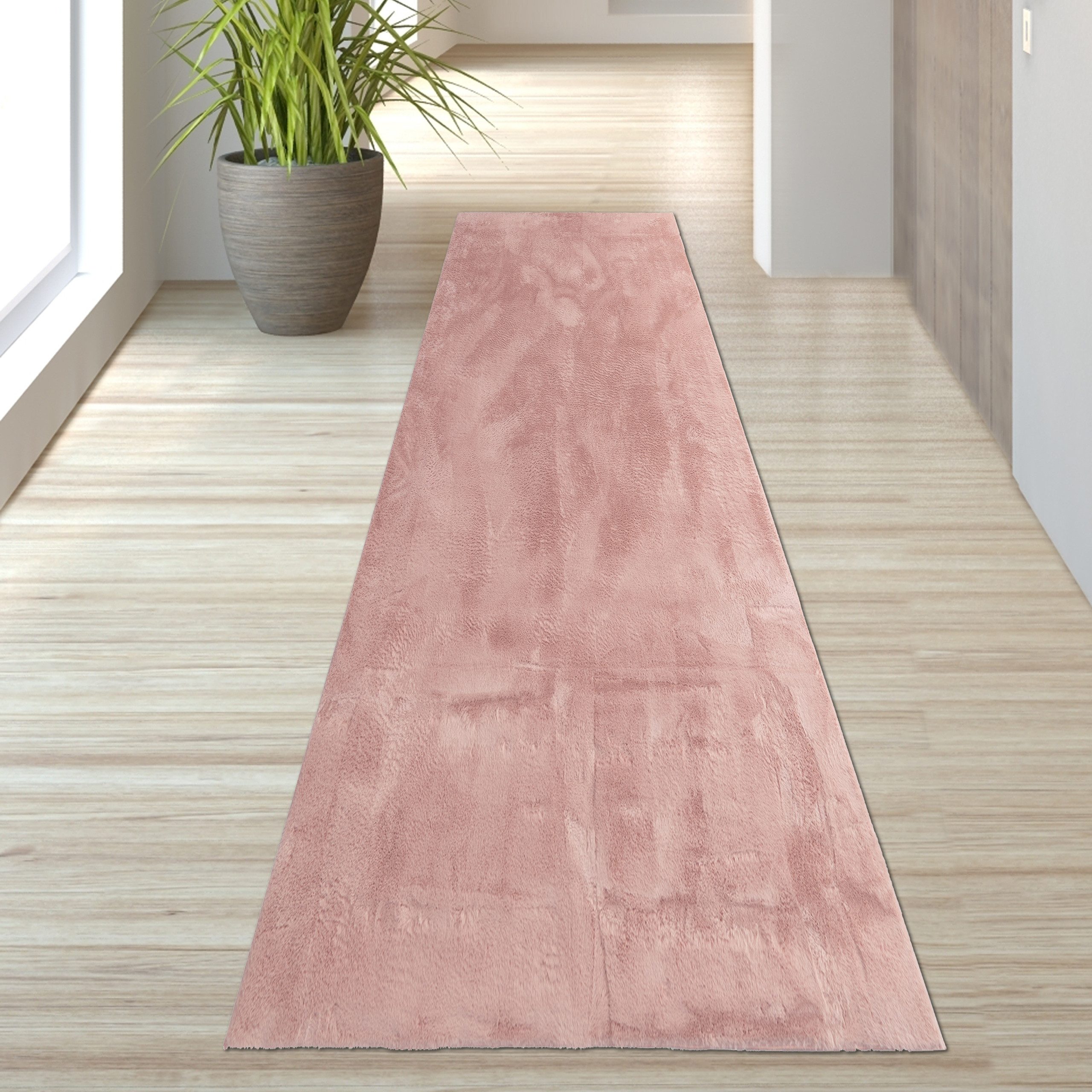 TeppichHome24 Teppich Teppich rosa weich pflegeleicht saugrobotergeeignet für Wohnbereiche, rechteckig