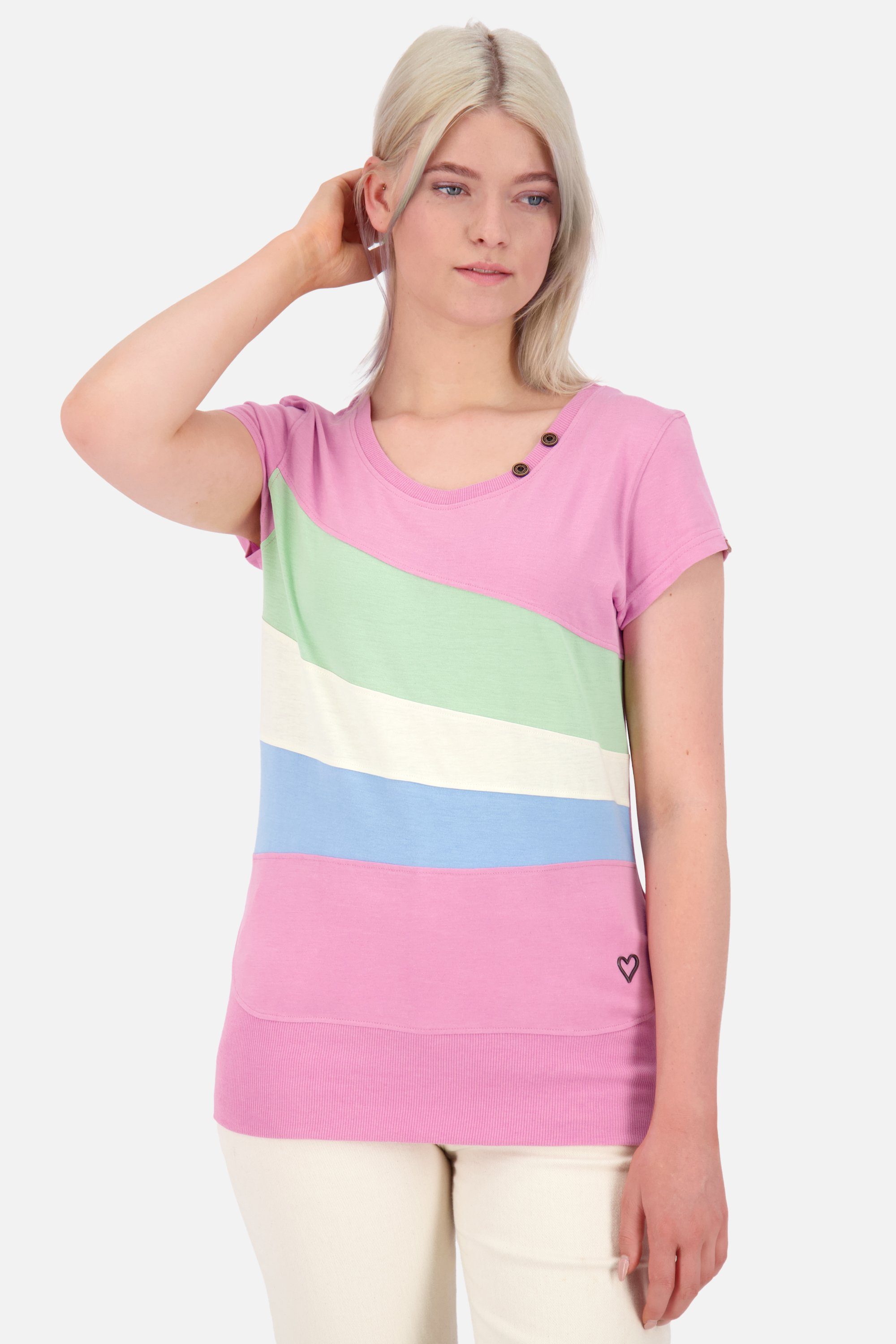 Alife & Kickin Rundhalsshirt ClementinaAK Shirt bubblegum Damen melange Shirt Kurzarmshirt, A