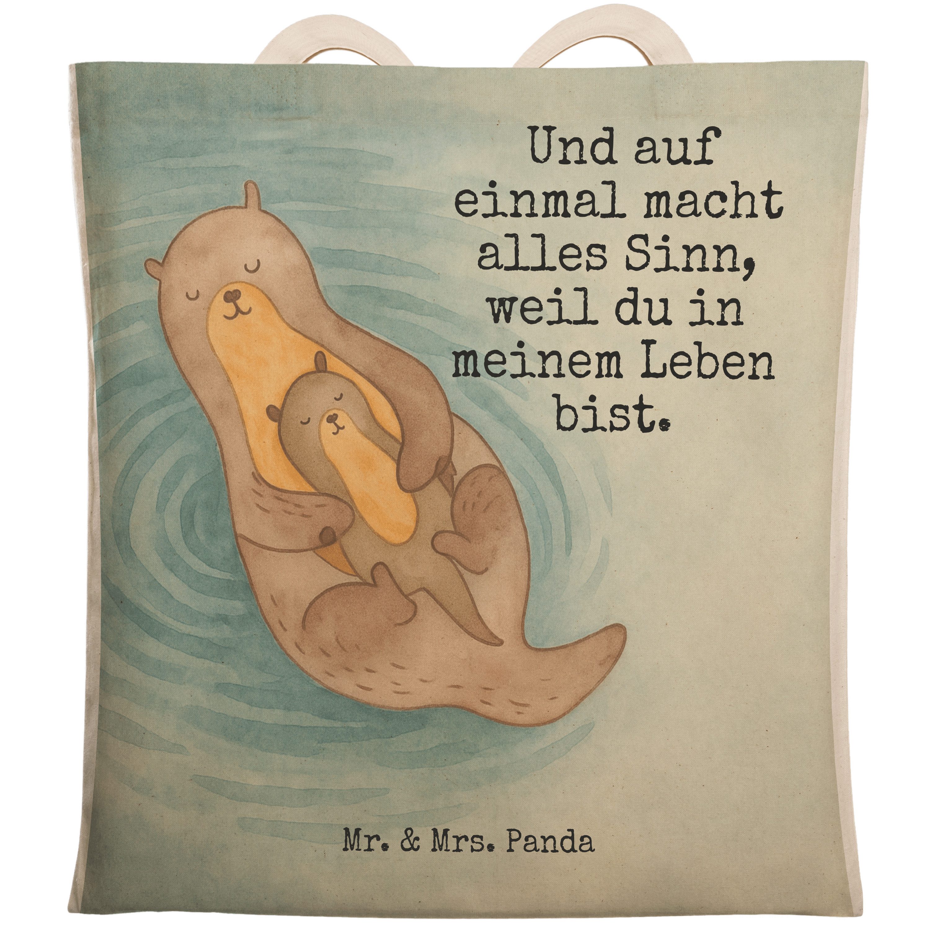Tragetasche Otter Kind Design, Tote Bag, Weiß, Stoffbeutel, Geburt, Tasche, Baby