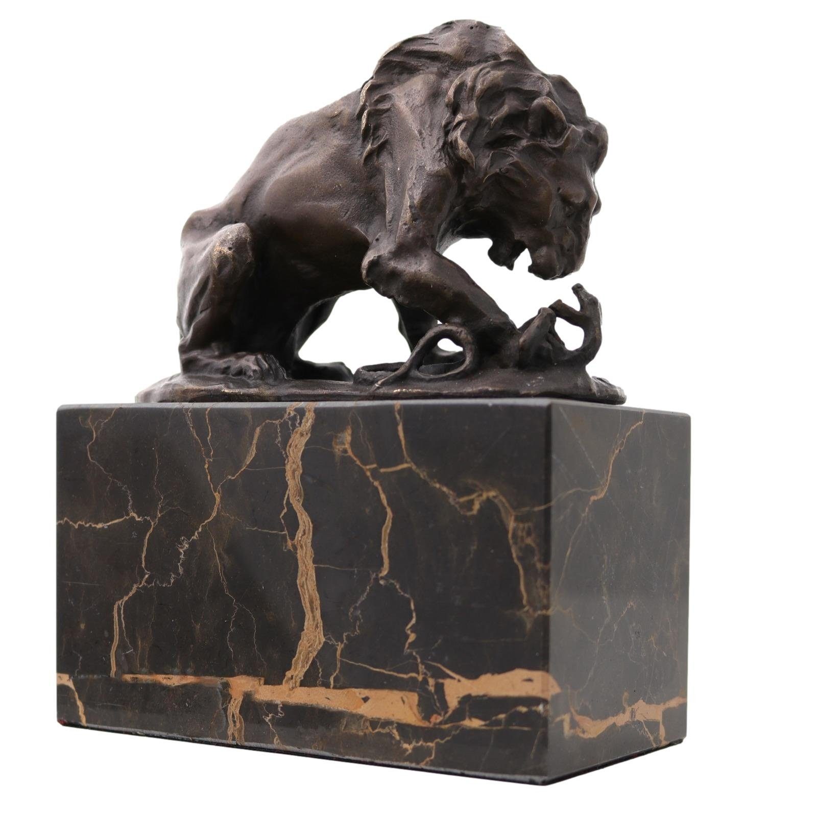 Dekoobjekt Skulptur Löwe Schlange Antik-Stil Bronzeskulptur Bronze Figur Statue 1