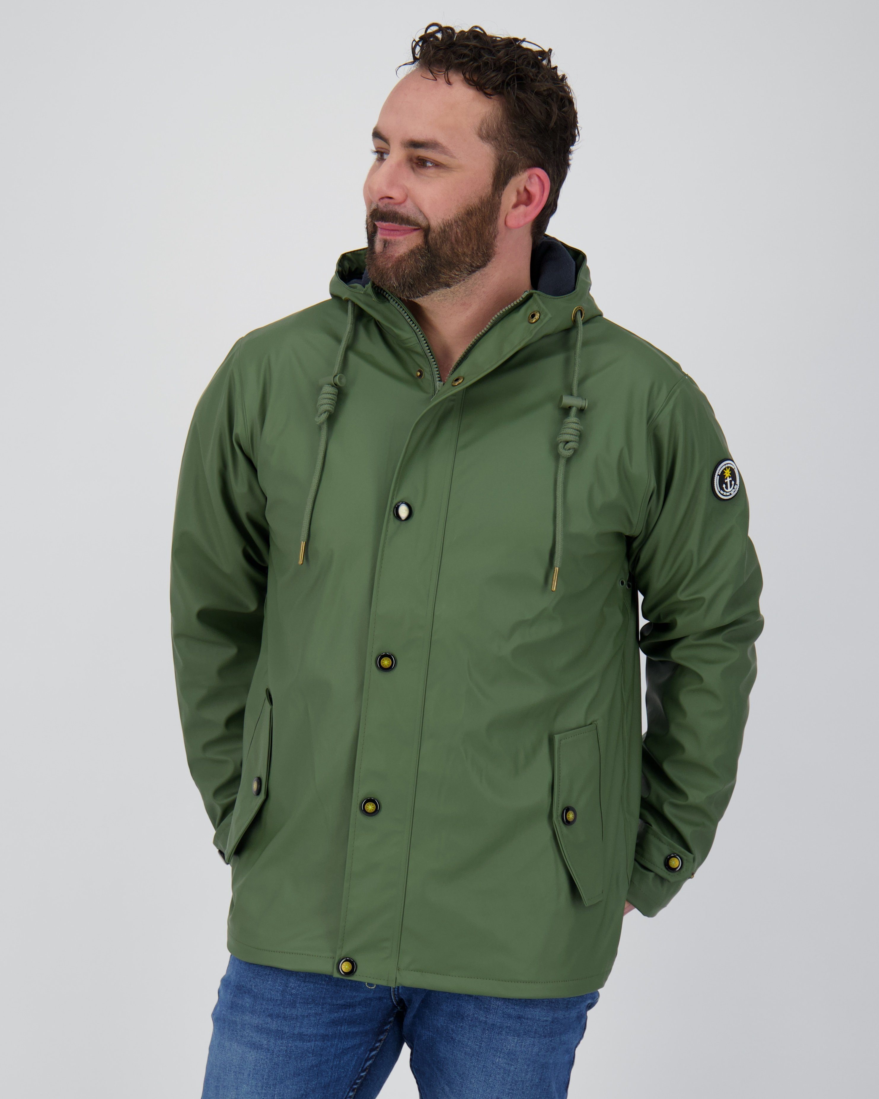 DEPROC Active Winterjacke Friesennerz ANKERGLUT #ankerglutreise MEN FLEECE auch in Großen Größen erhältlich, mit Kapuze und verschweißten Nähten olive