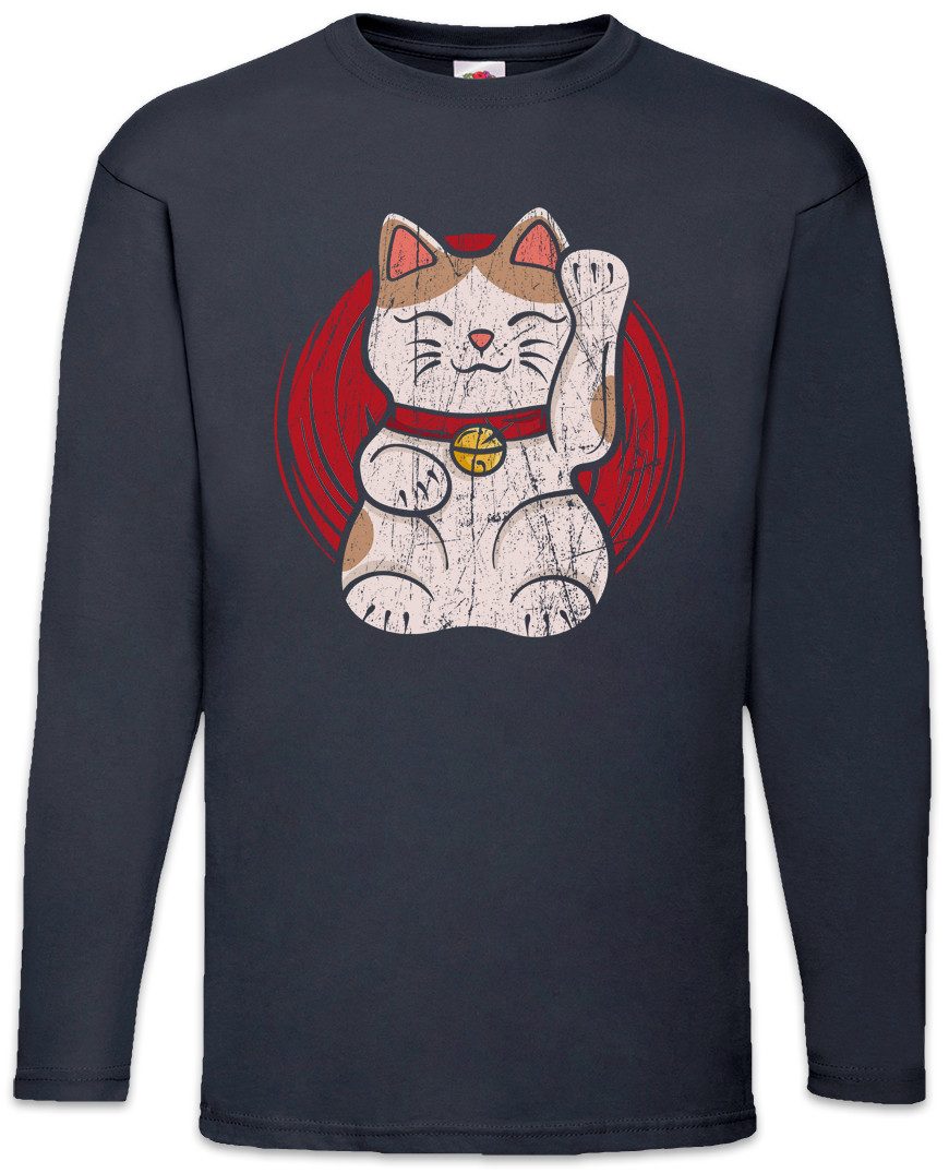Langarmshirt Maneki Neko V Langarm T-Shirt Winkekatze Maneki-neko Manekineko Fun