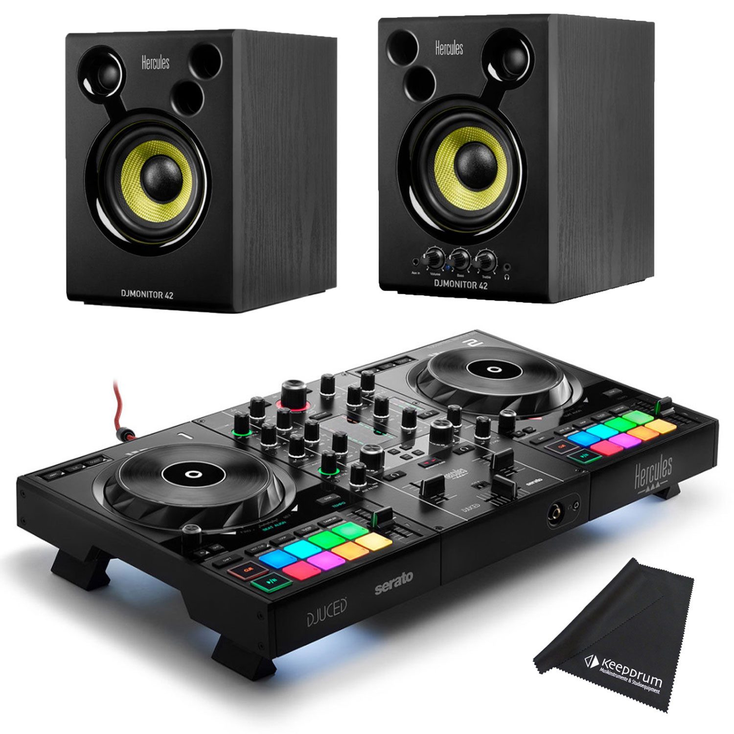 DJ Controller Hercules Inpulse 500 DJ Controller mit DJMonitor42 Boxen