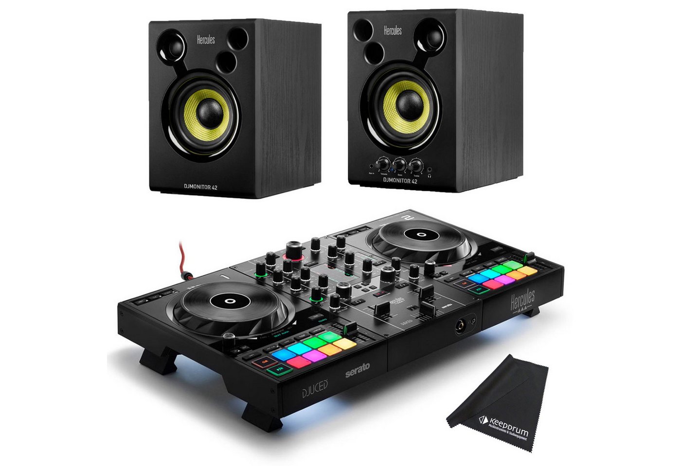 HERCULES DJ Controller Hercules Inpulse 500 DJ Controller mit DJMonitor42 Boxen