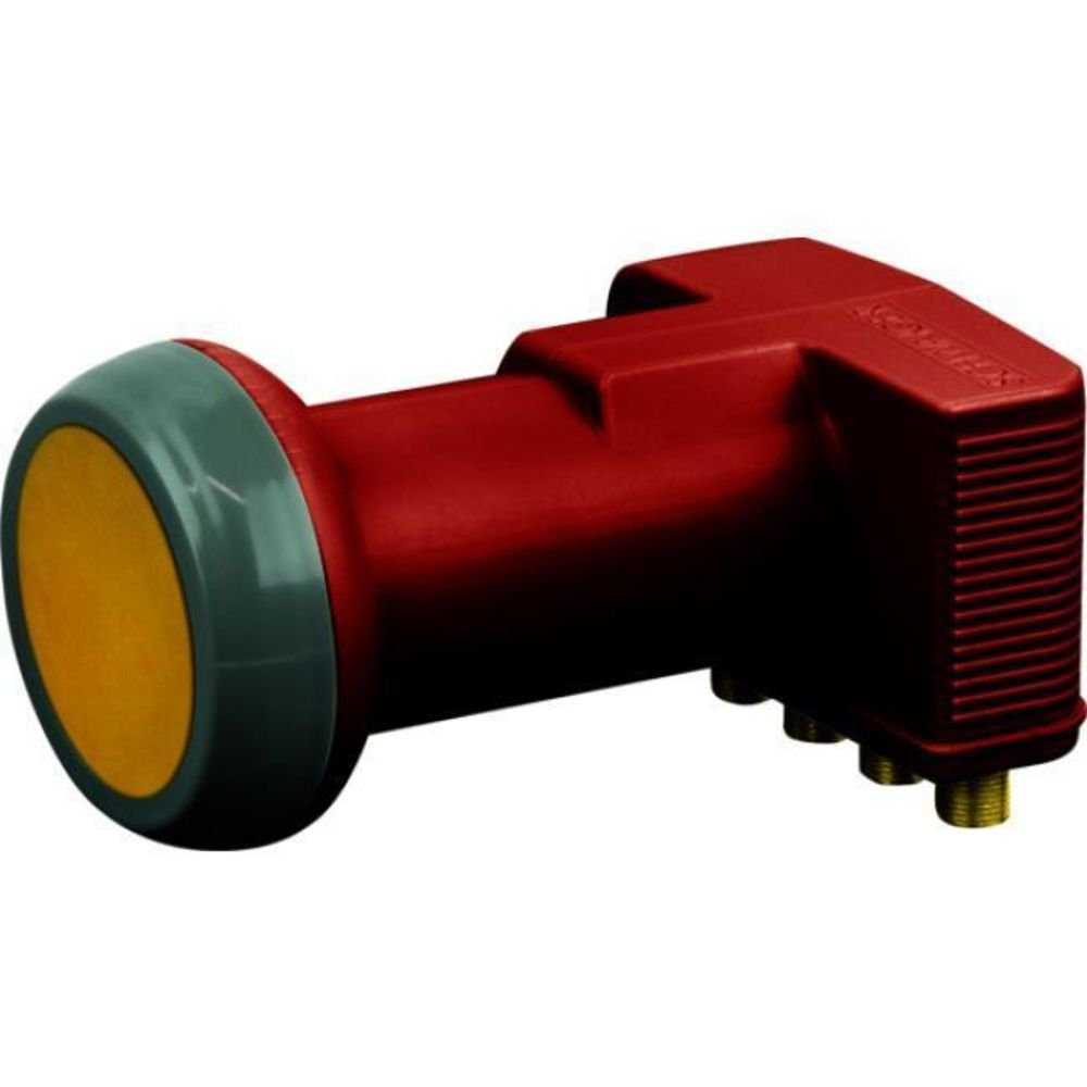 Schwaiger Sun Protect Universal-Quad-LNB (40mm, 4 Ausgänge, Digital, Wetterschutz, Satellitenreceiver, rot)