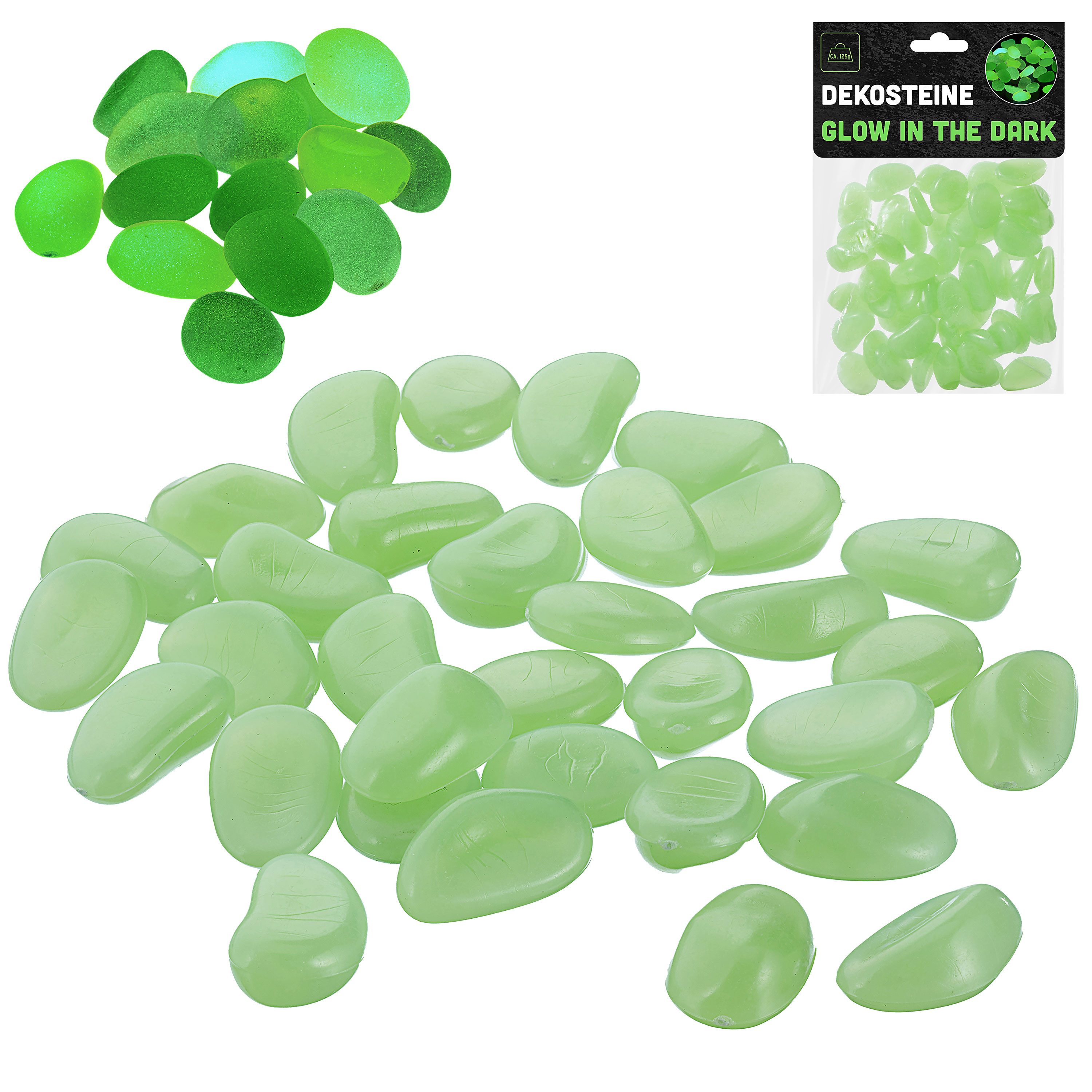 CEPEWA Stein Dekosteine 'Glow in the dark' 2,5-2cm grün Kunststoff fluoreszierend
