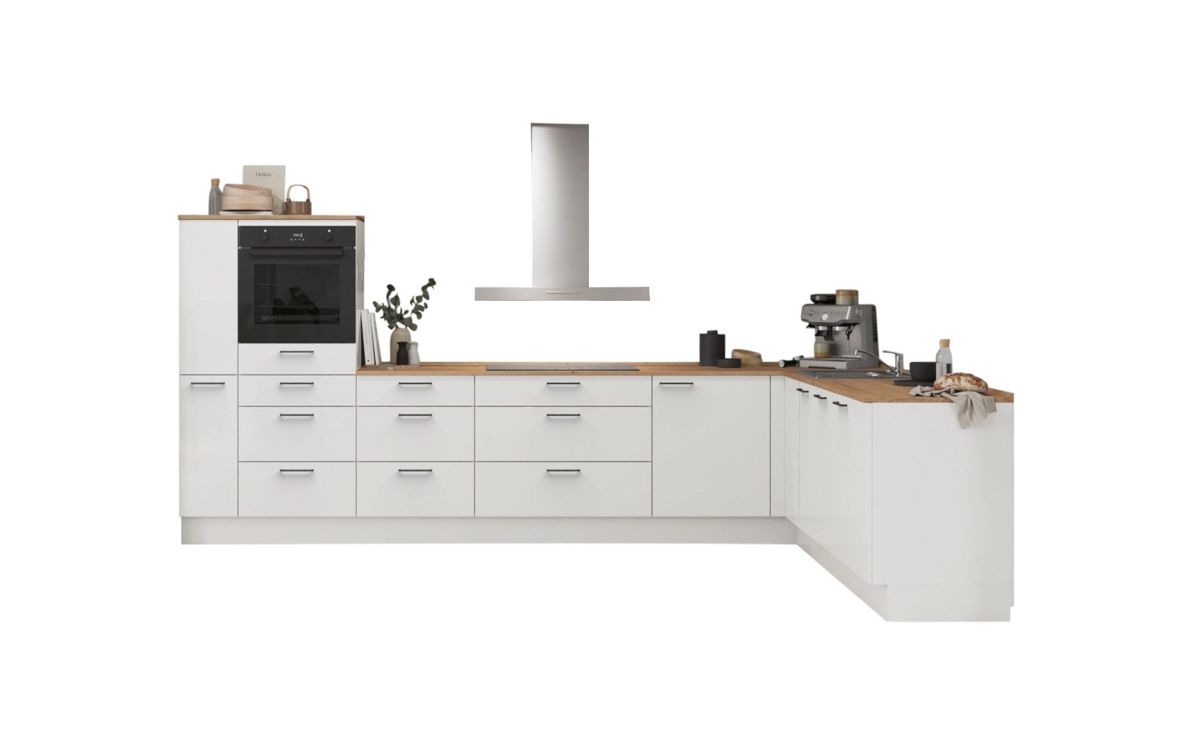 nobilia® Winkelküche Kaerlek, individuell anpassbar, gratis Küchenplanung mit Profis, (Breite 613.2 cm), vormontiert, wahlw. mit E-Geräten, inkl. Lieferung