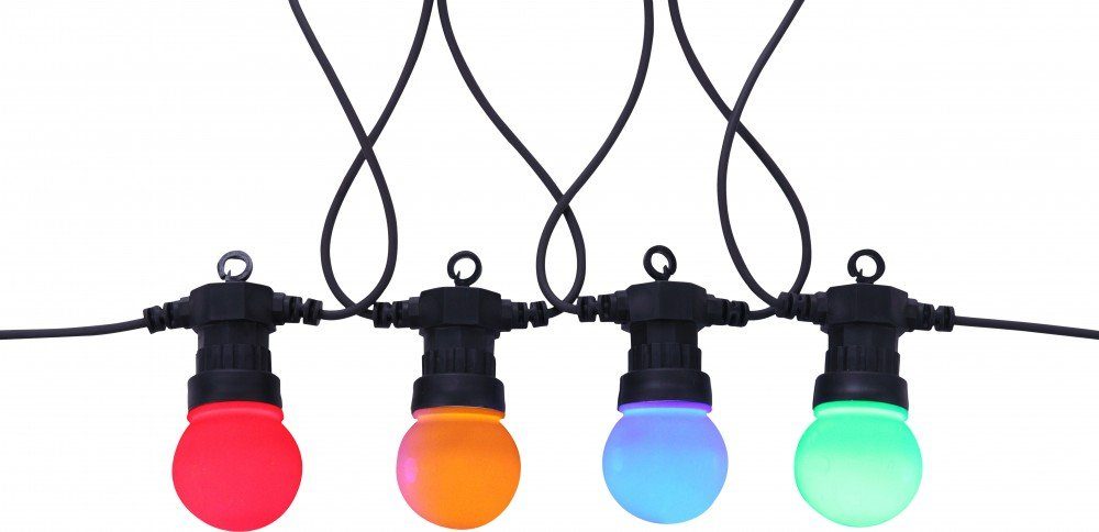 GLOBO LIGHTING Gartenleuchte, LED-Leuchtmittel fest verbaut, RGB, LED Lichterkette Außen Garten Terrasse Beleuchtung Schwarz Opal Länge