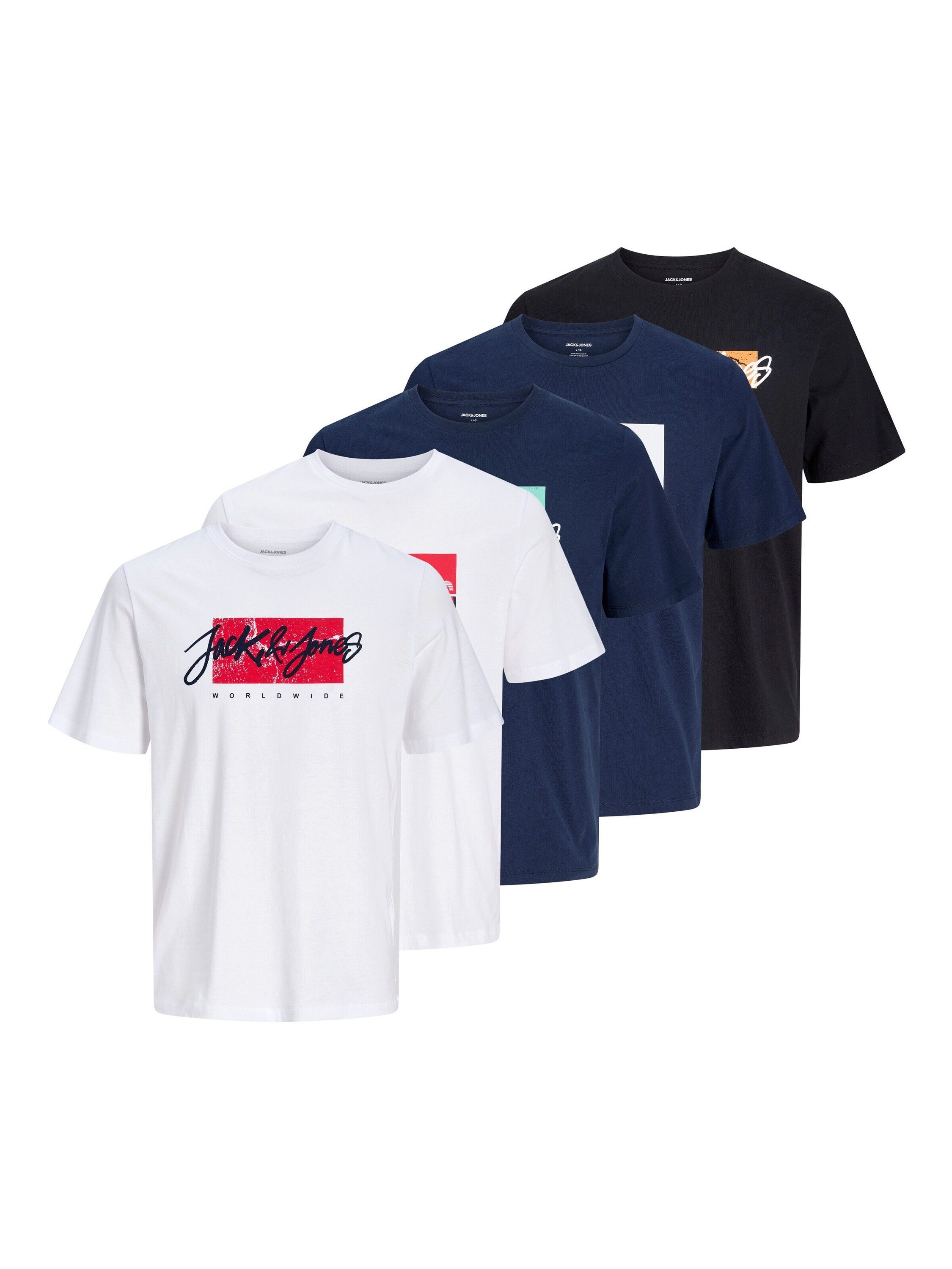 Jack & Jones T-Shirt JJTiley JJNolan (5-tlg) Plain/ohne Details