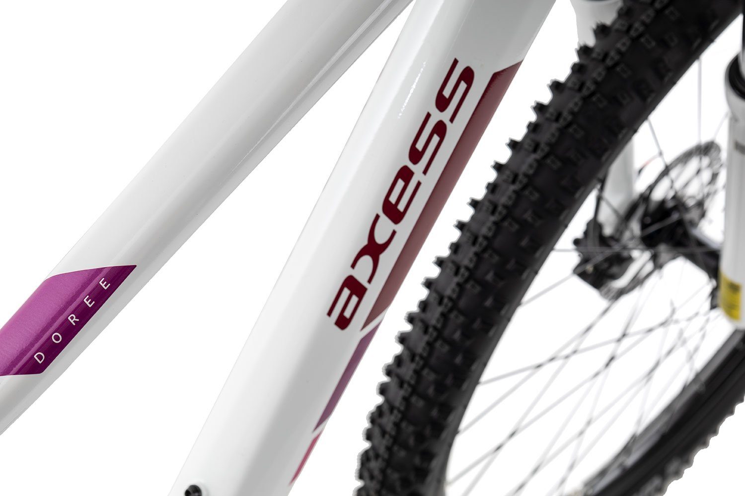 Axess Shimano MTB-Hardtail 2022, Mountainbike Schaltwerk, DOREE weiß 24 white/red/purple Kettenschaltung, RD-TX800-8 Gang Tourney